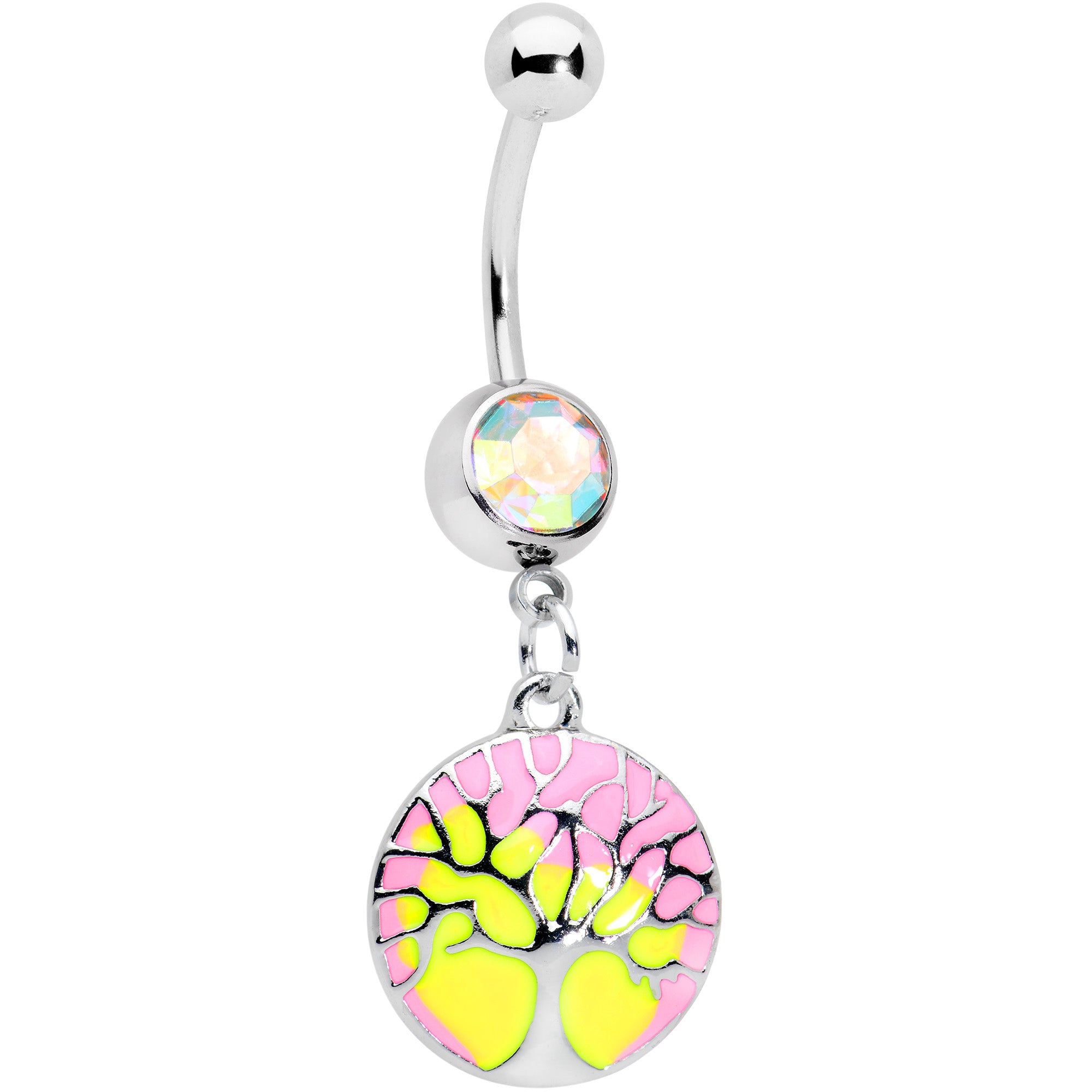 Aurora Gem Pastel Sunset Tree Dangle Belly Ring