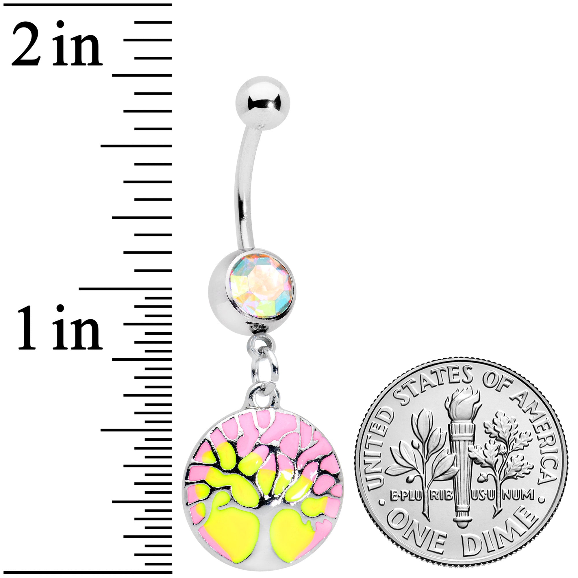 Aurora Gem Pastel Sunset Tree Dangle Belly Ring