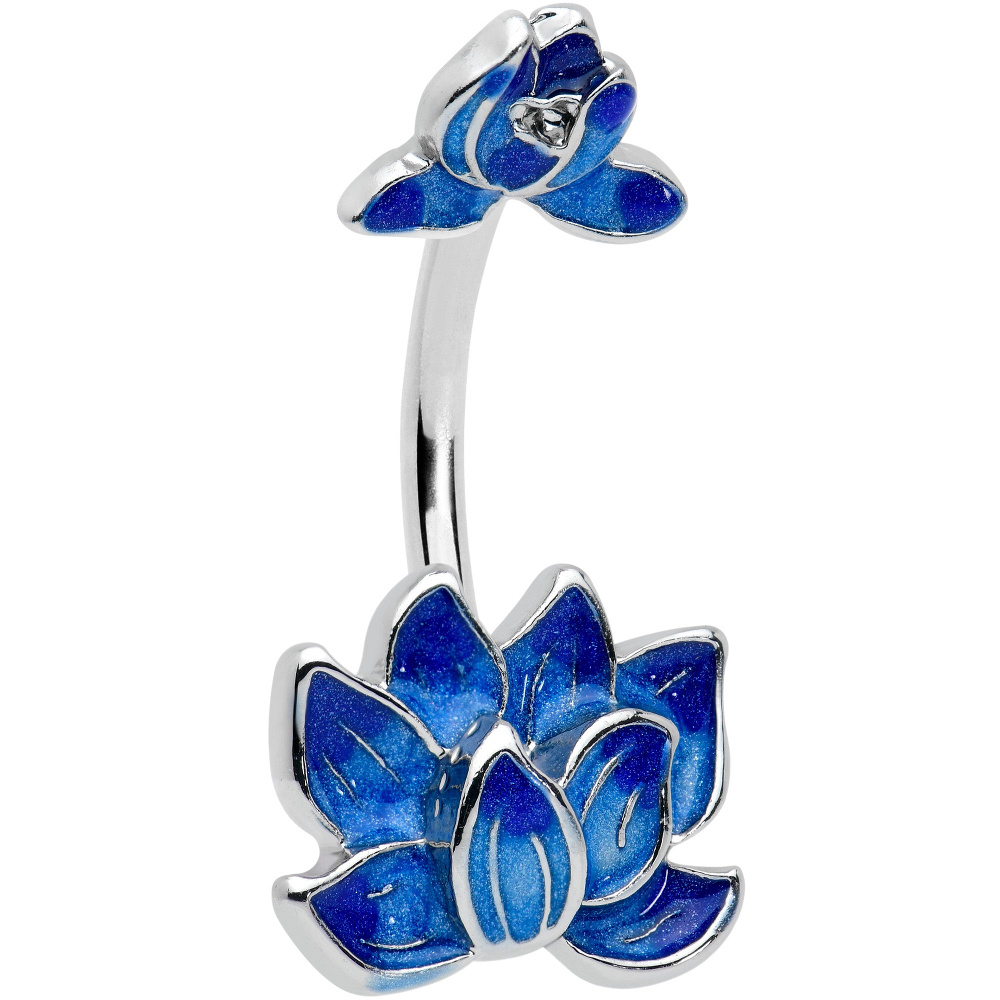 Double Blue Lotus Double Mount Belly Ring