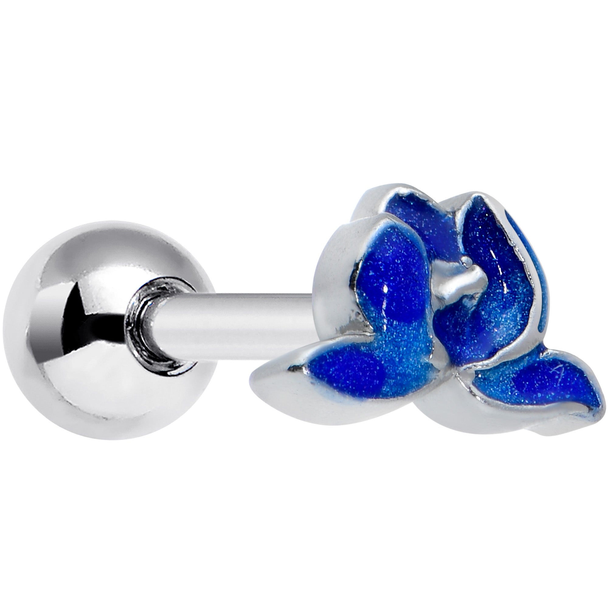 16 Gauge 1/4 Lovely Blue Lotus Flower Cartilage Tragus Earring