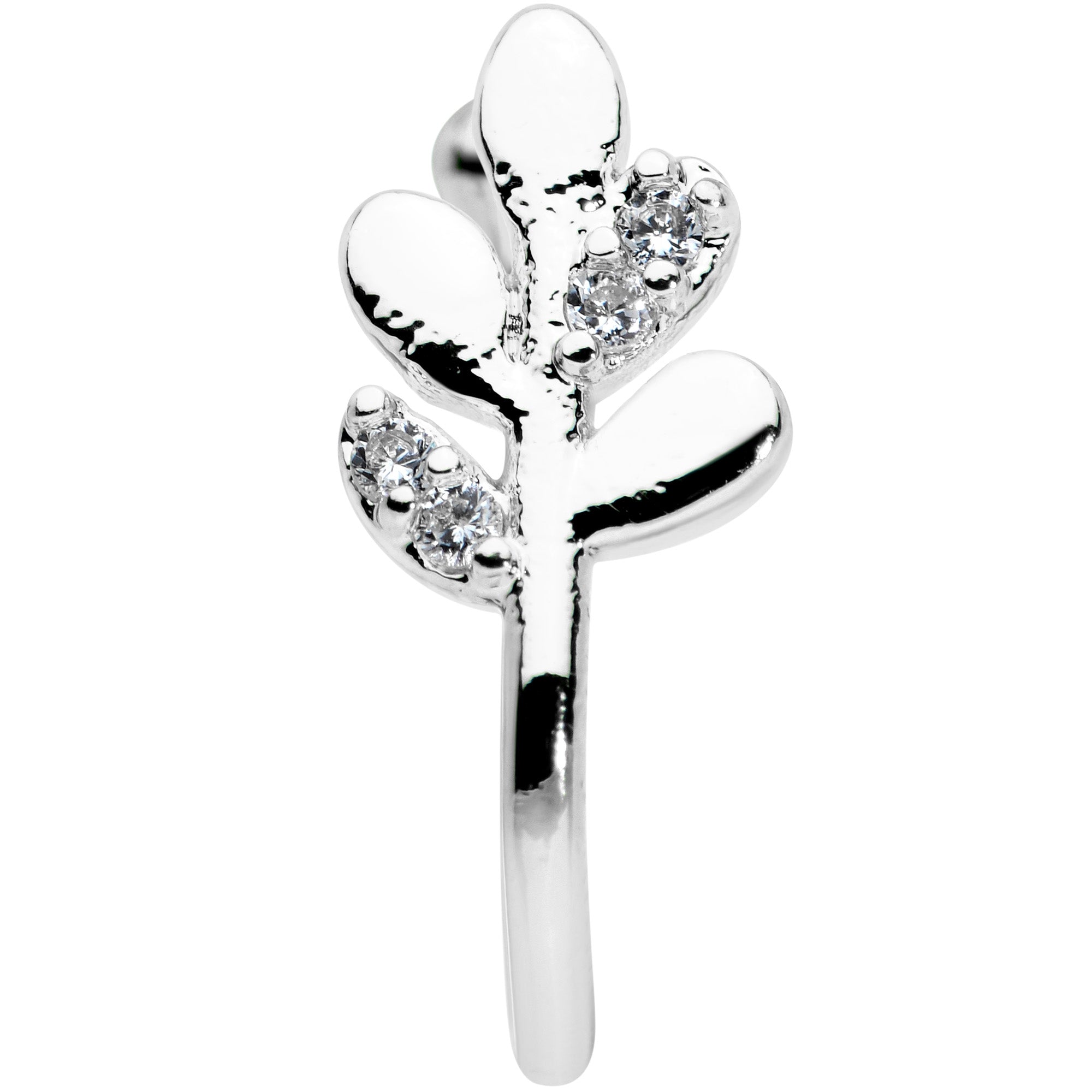 Clear Gem Leaves of Love Clip On Fake Nose Ring