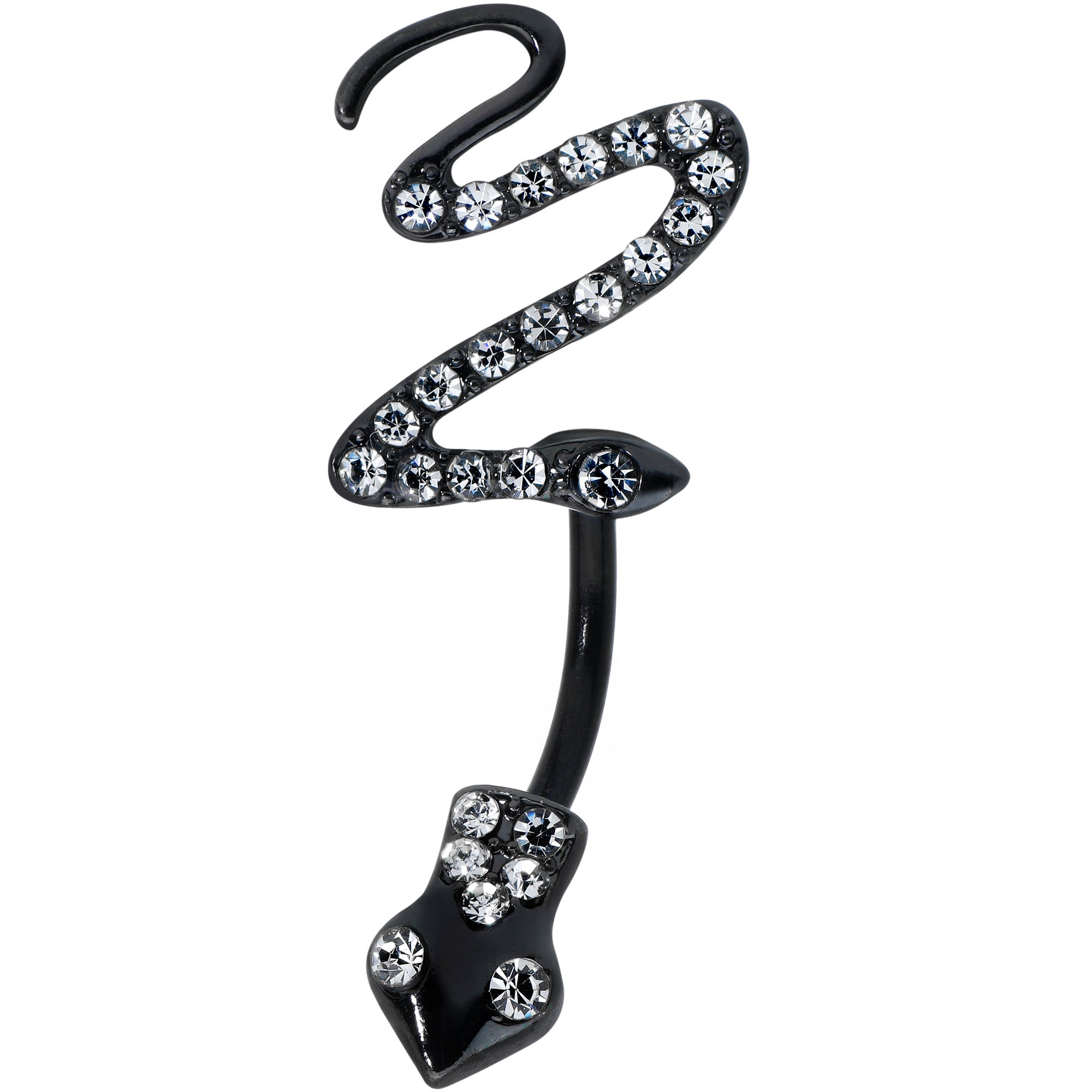 Clear Gem Black Stylish Snakes Double Mount Belly Ring