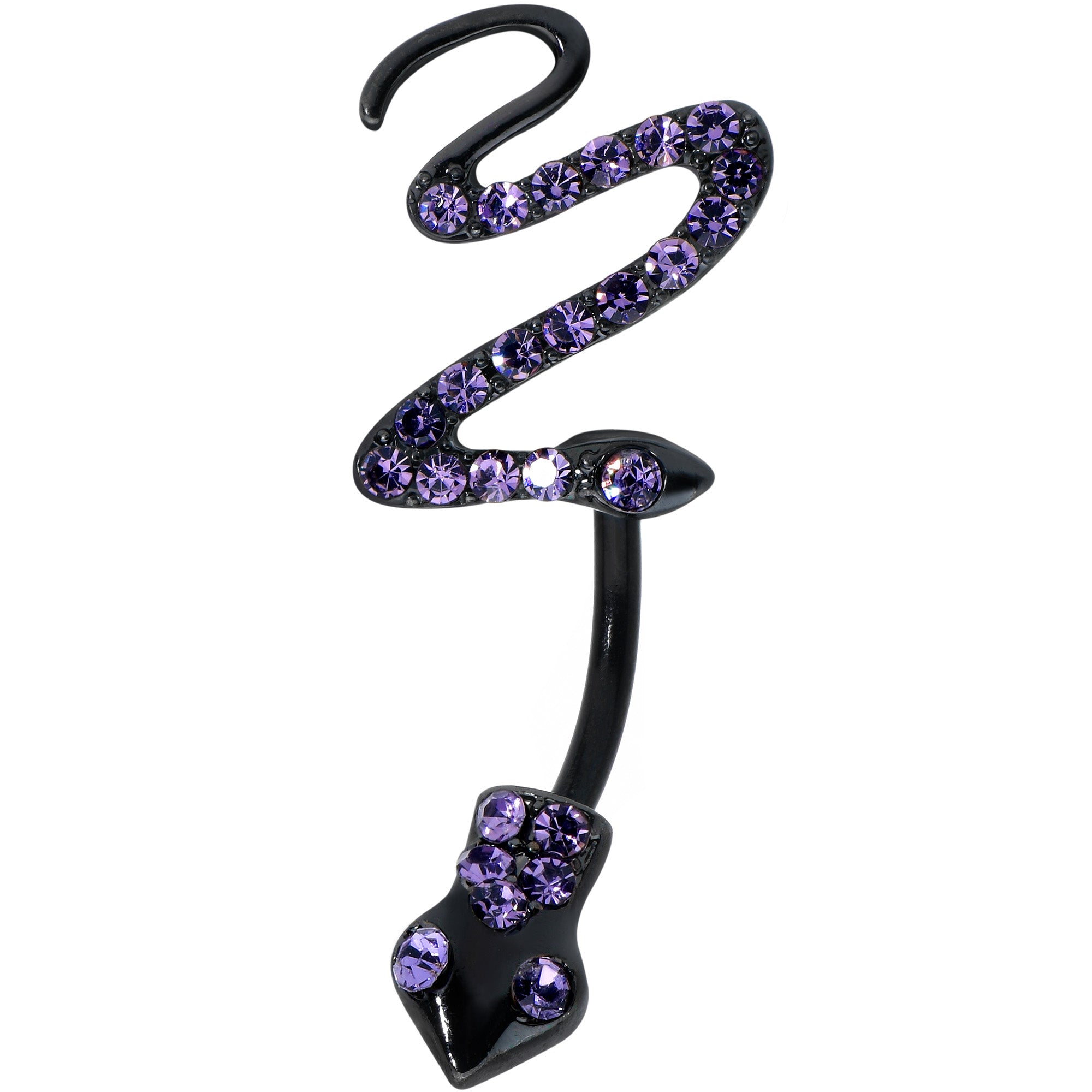 Purple Gem Black Stylish Snakes Double Mount Belly Ring