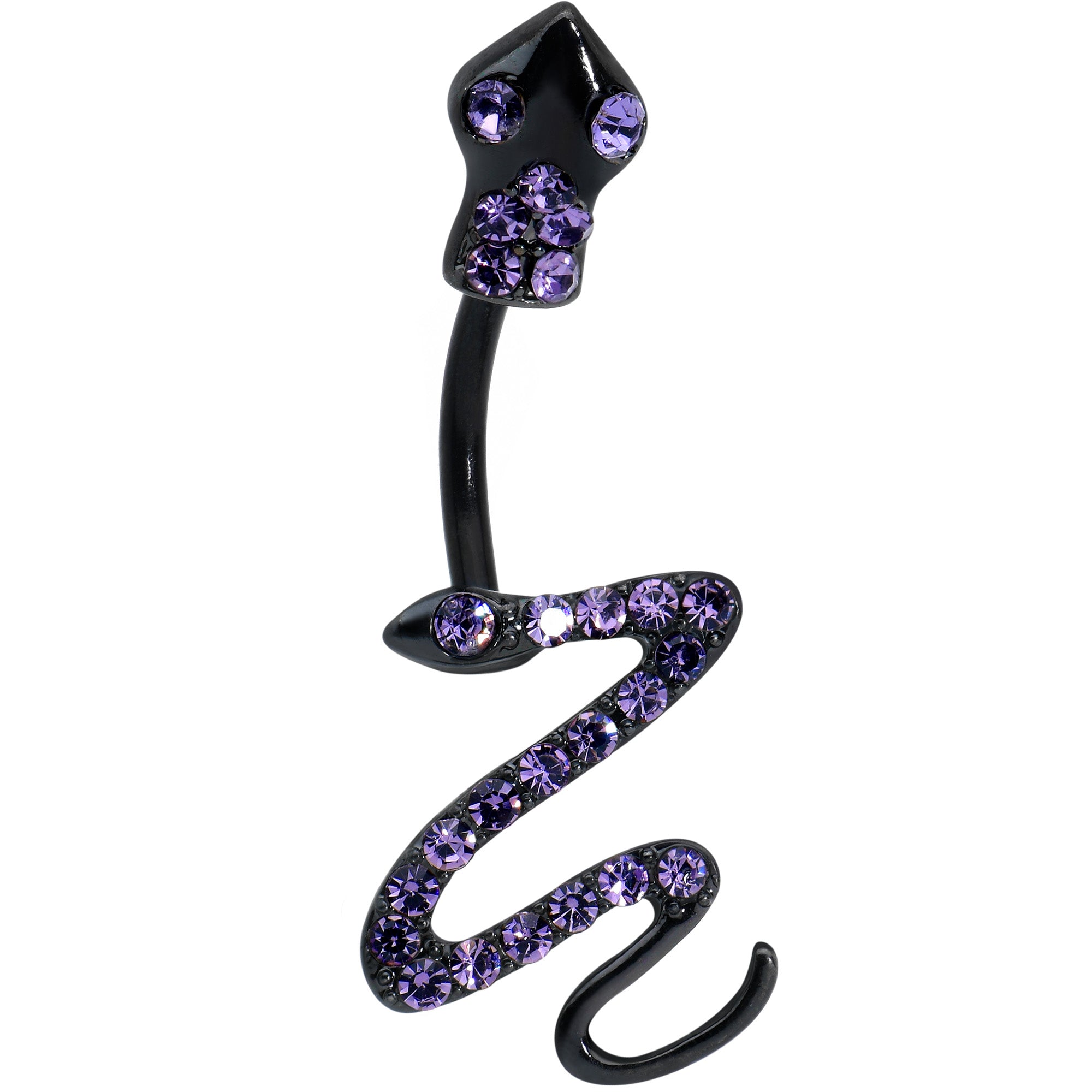 Purple Gem Black Stylish Snakes Double Mount Belly Ring