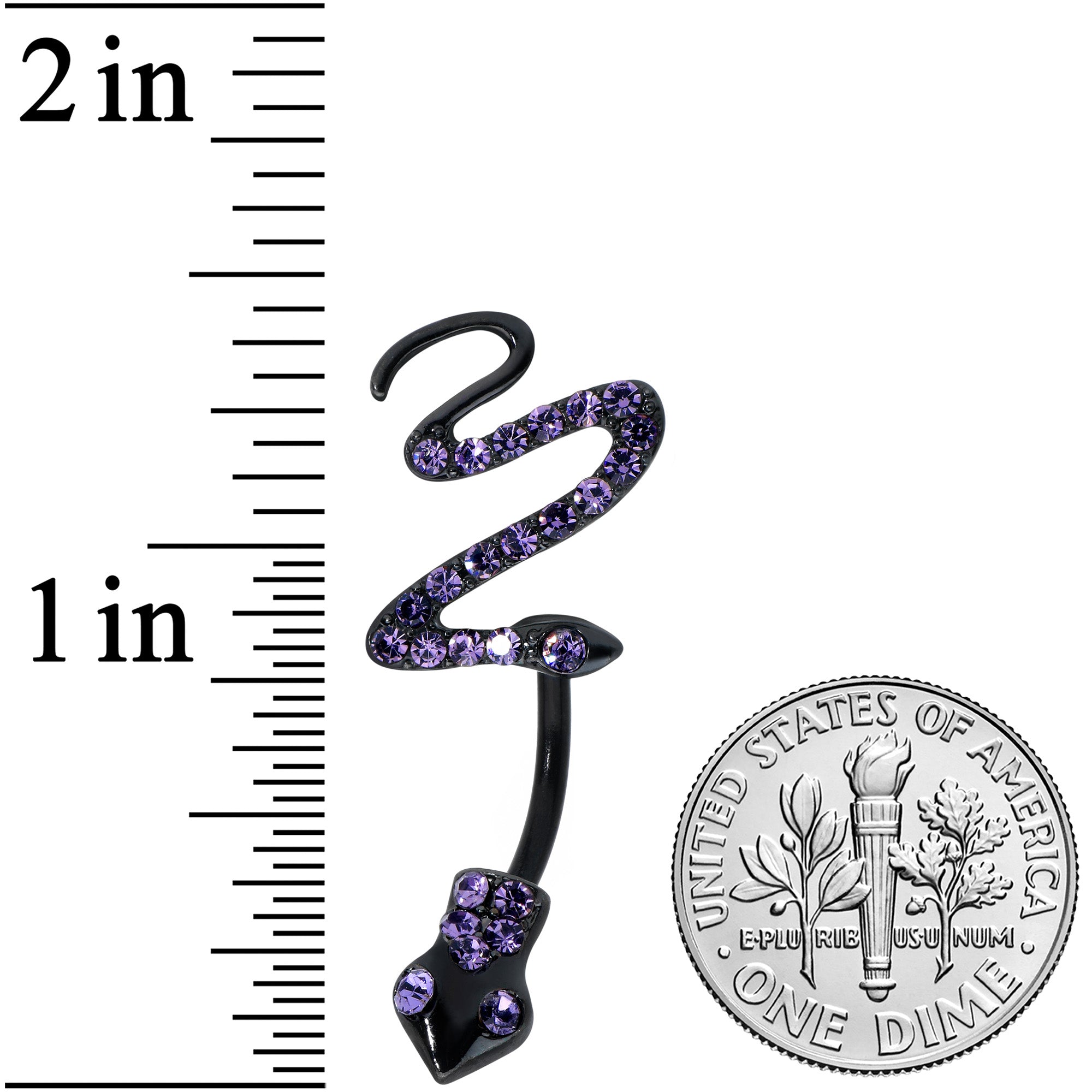 Purple Gem Black Stylish Snakes Double Mount Belly Ring