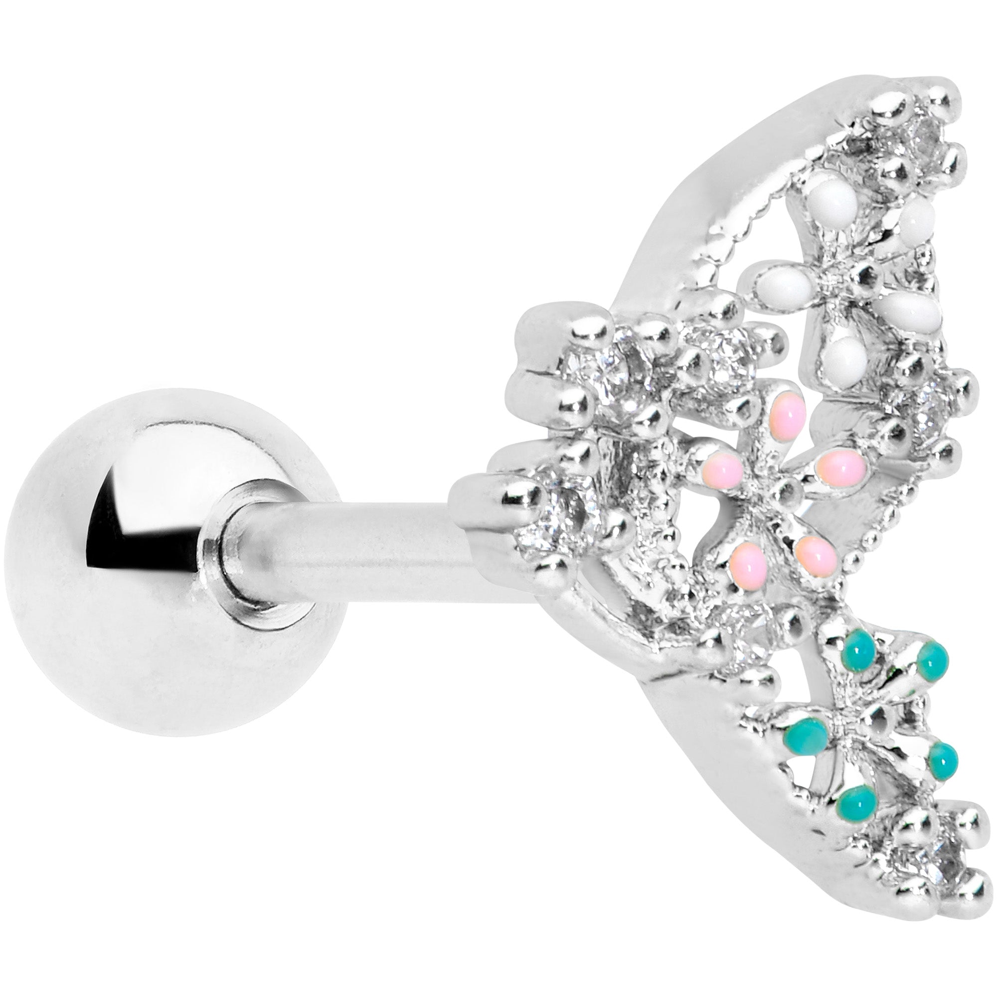 16 Gauge 1/4 Clear CZ Gem Abstract Butterfly Cartilage Tragus Earring