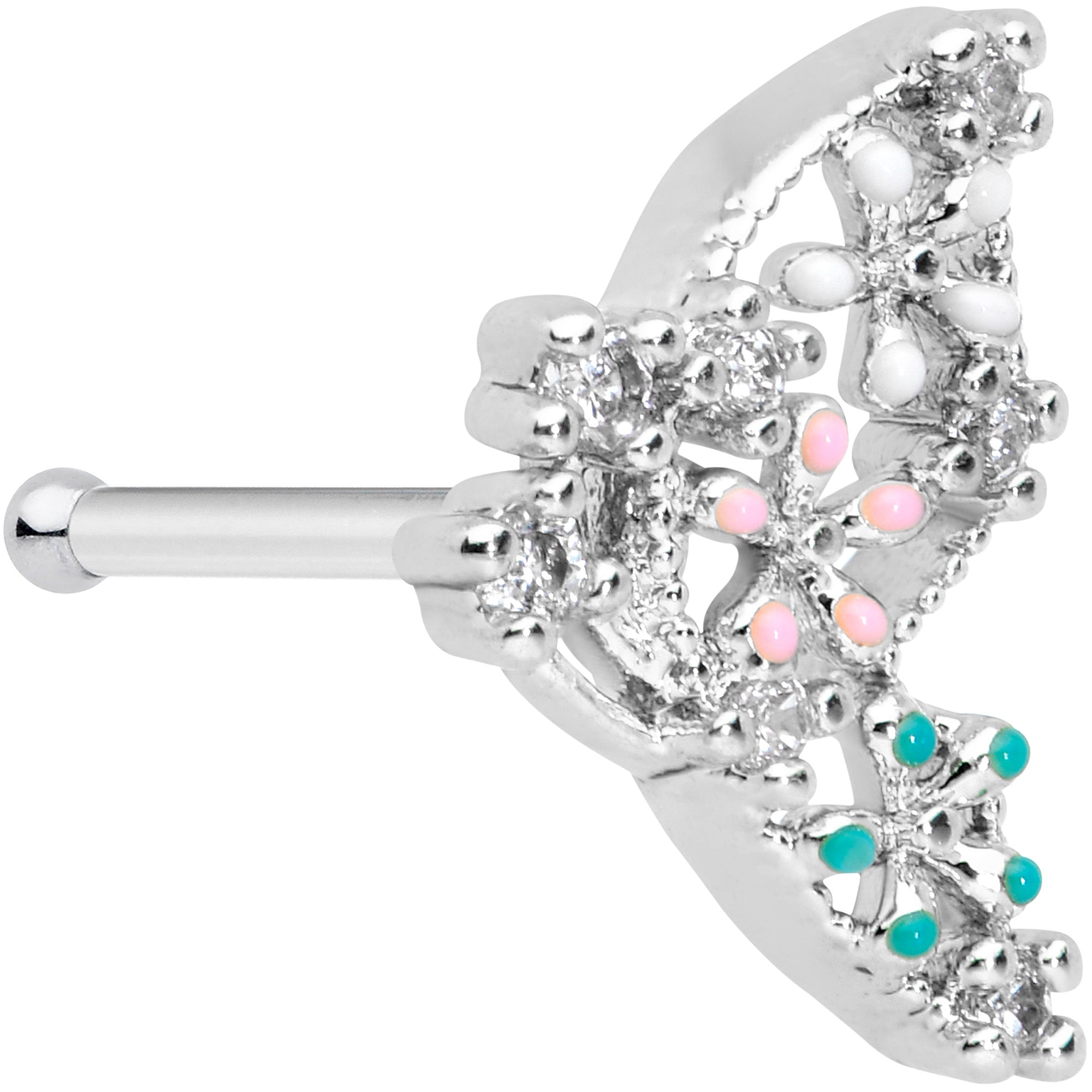 20 Gauge 1/4 Clear CZ Gem Abstract Butterfly Nose Bone