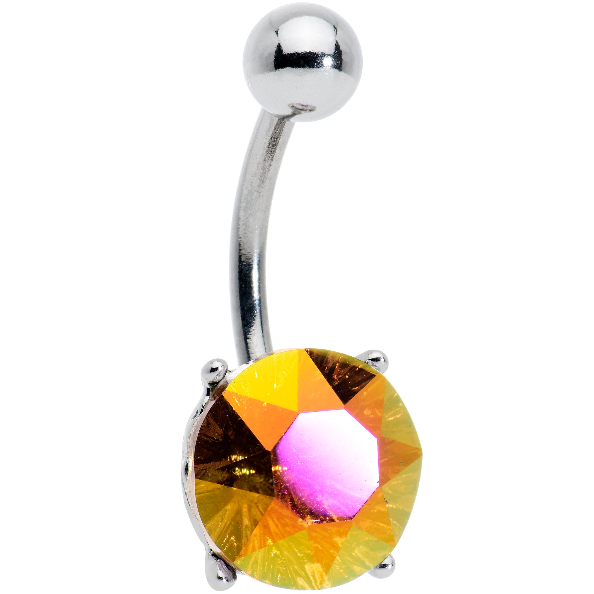 Orange Gem Simply Elegant Style Belly Ring