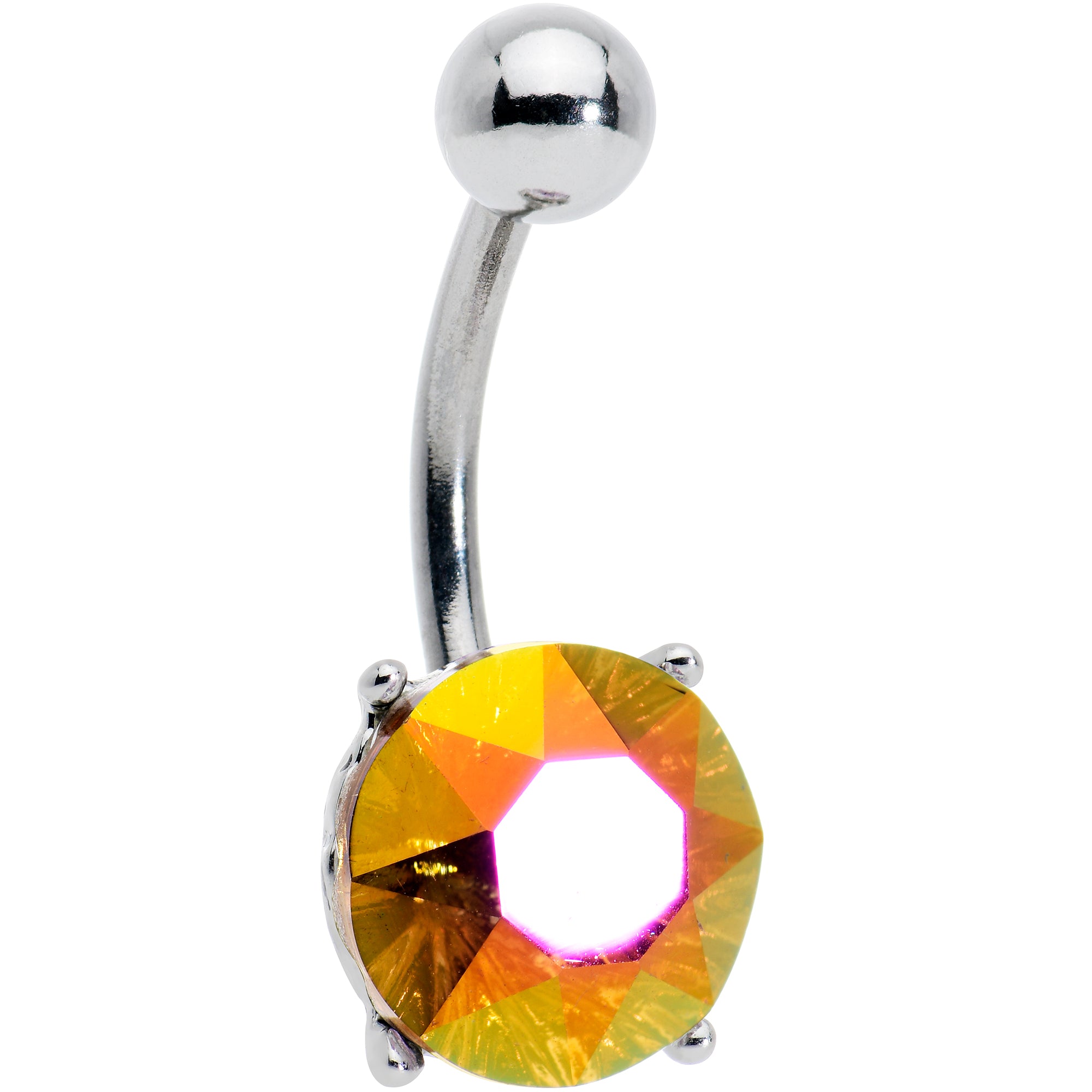 Orange Gem Simply Elegant Style Belly Ring