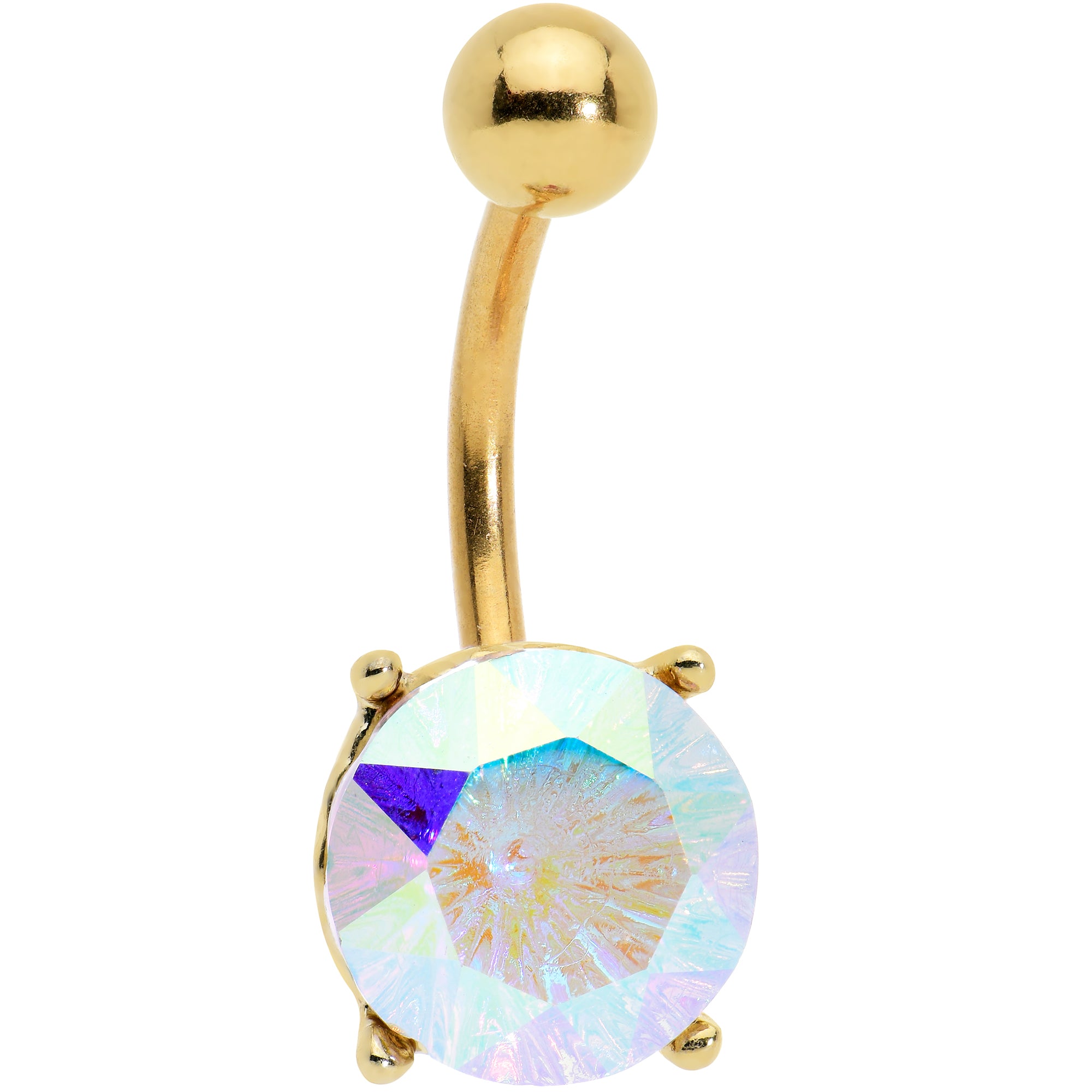 Clear Gem Gold Tone Simply Elegant Style Belly Ring