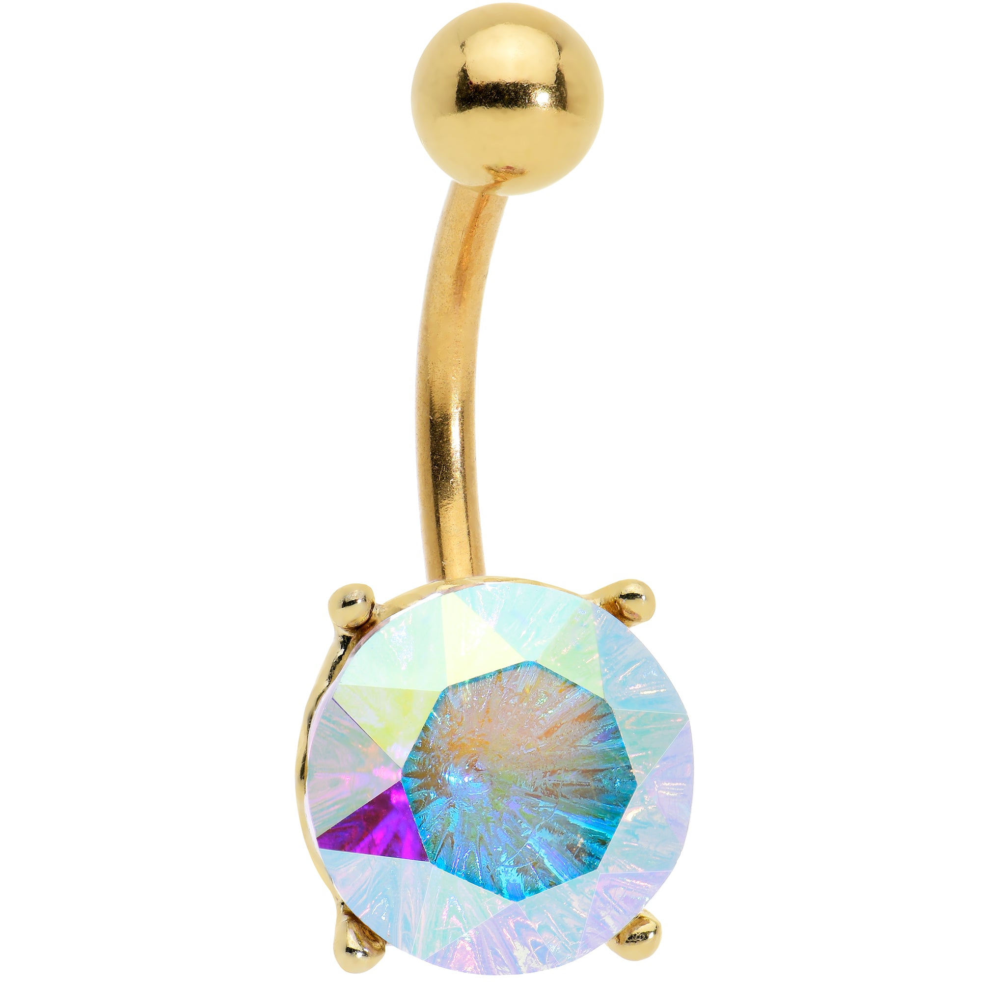 Clear Gem Gold Tone Simply Elegant Style Belly Ring