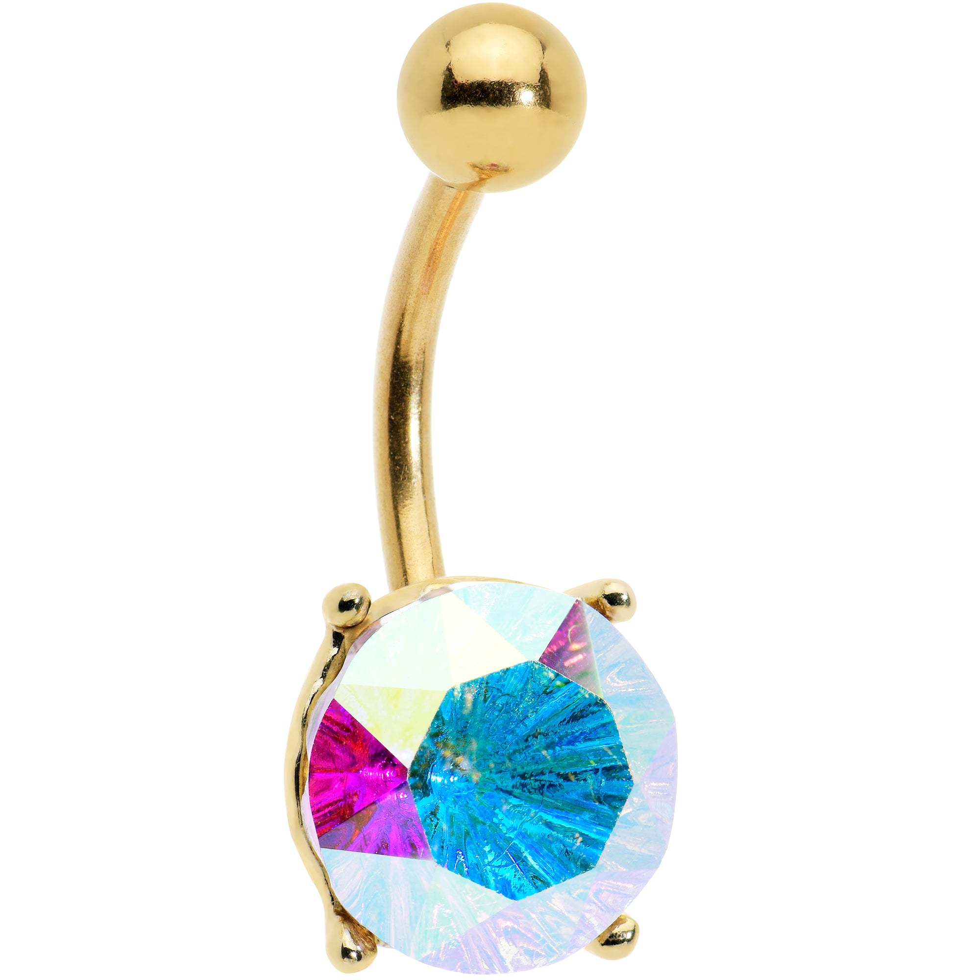 Clear Gem Gold Tone Simply Elegant Style Belly Ring