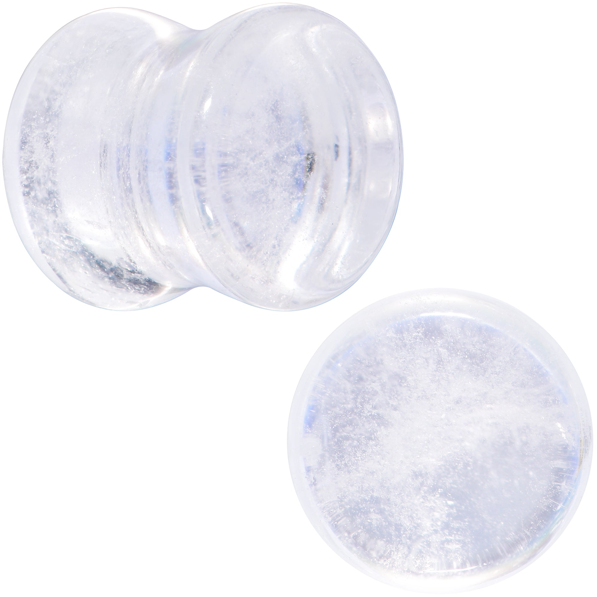 White Cloudy Quartz Double Flare Plug Set