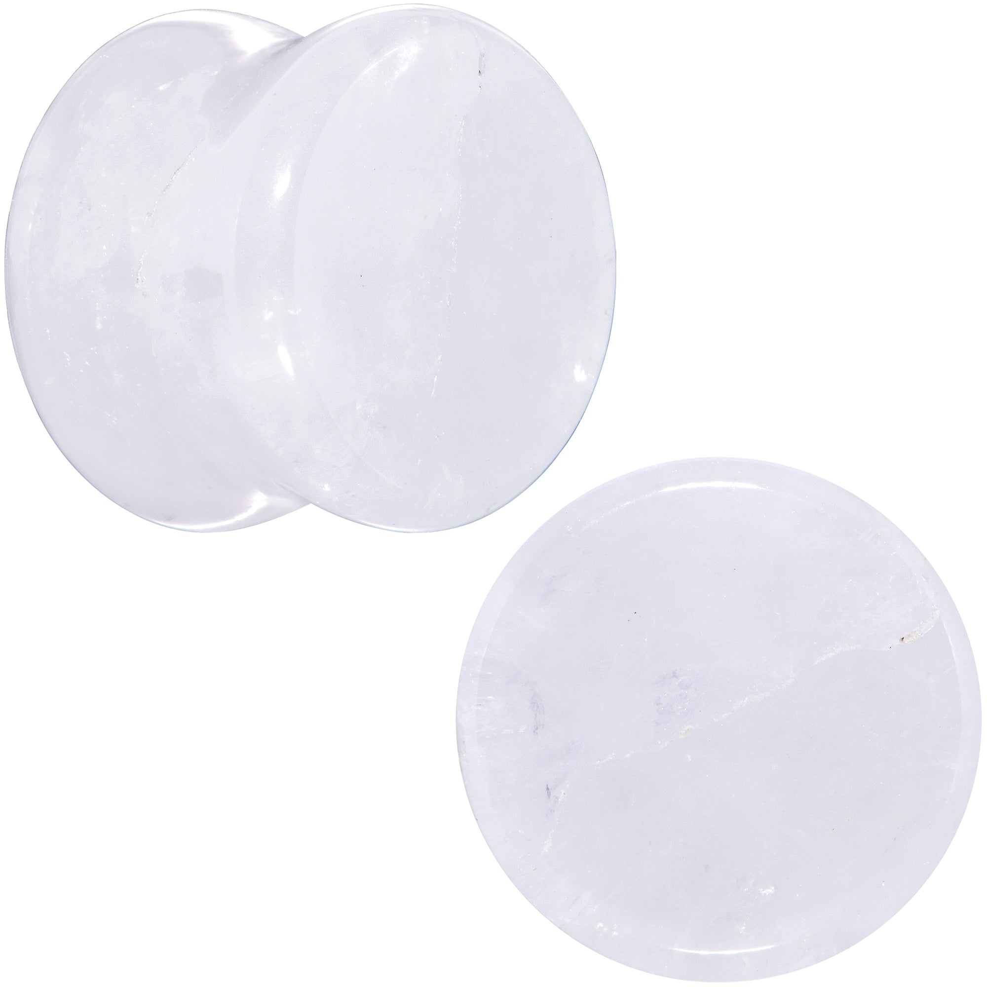 White Cloudy Quartz Double Flare Plug Set