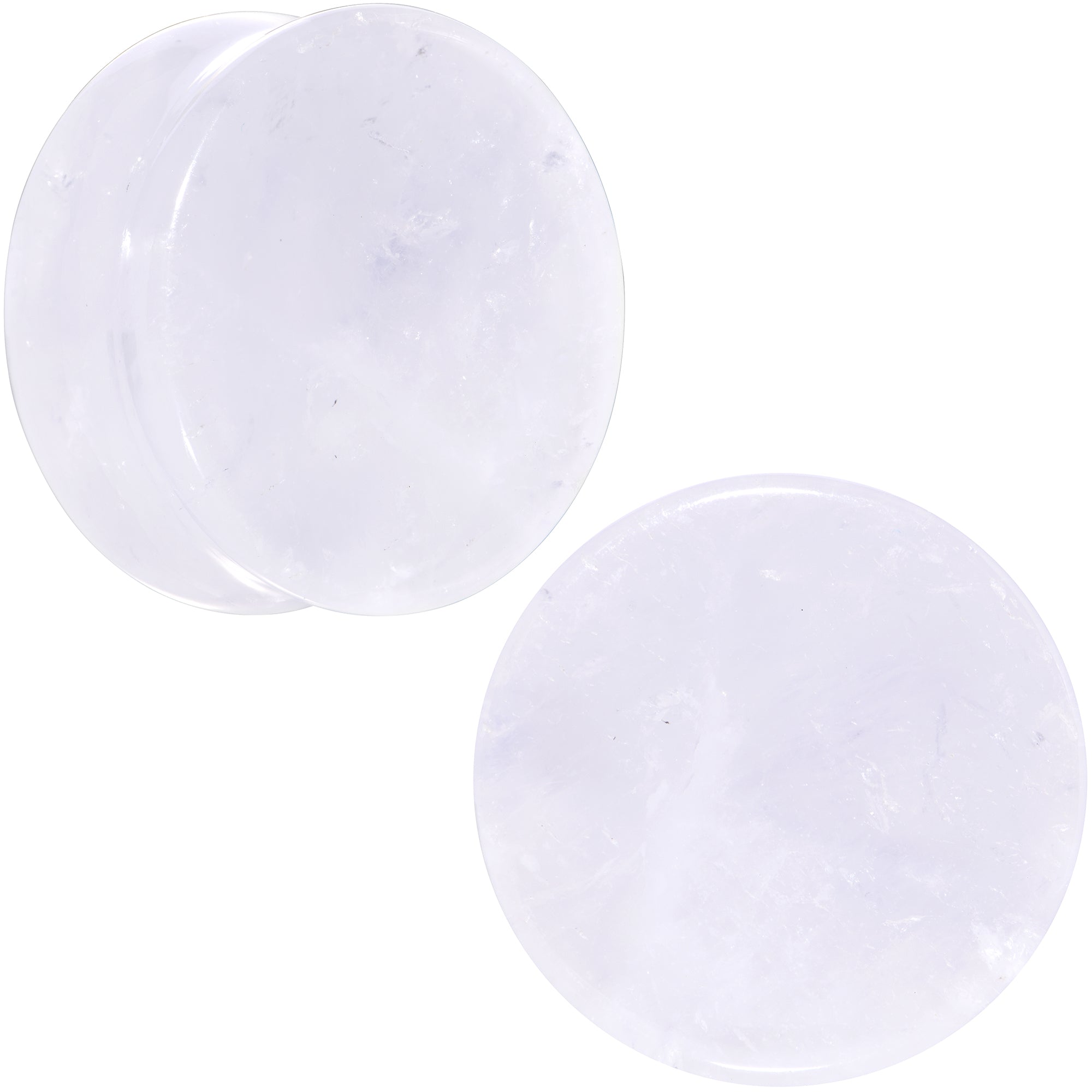 White Cloudy Quartz Double Flare Plug Set