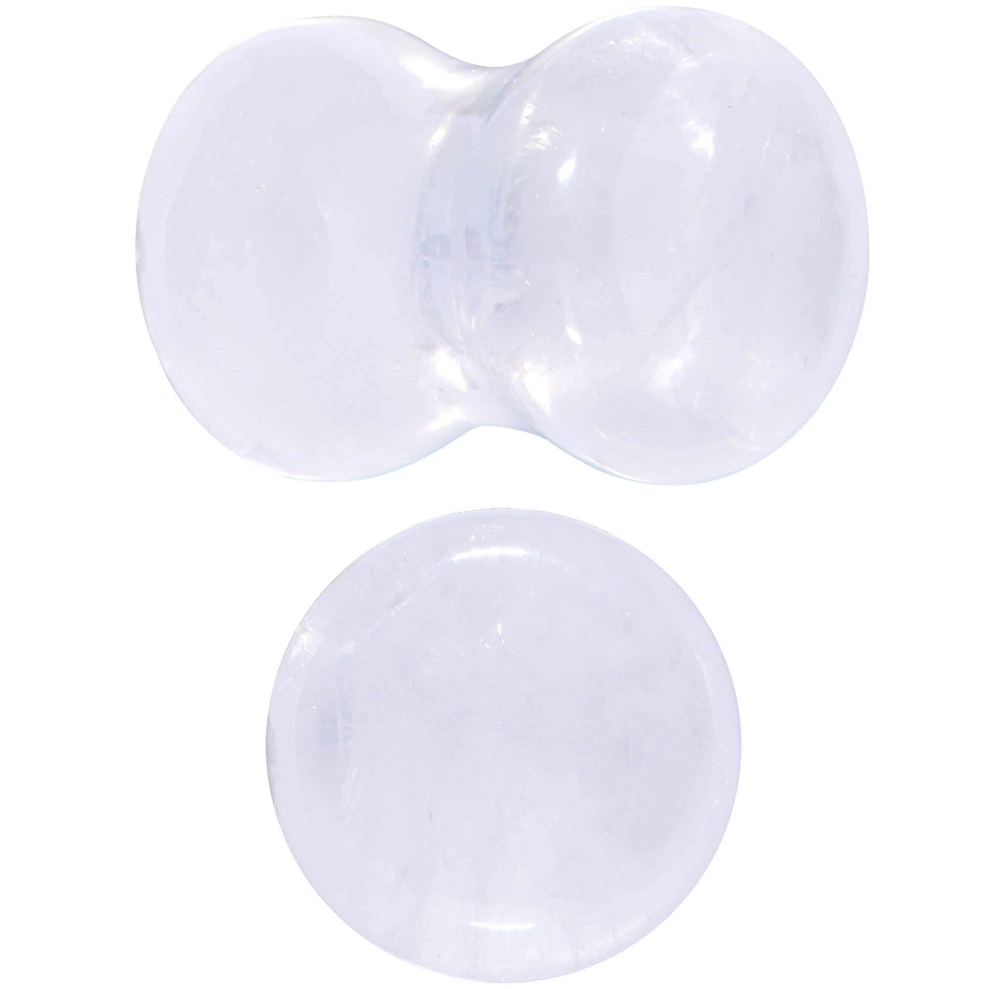 White Cloudy Quartz Double Flare Plug Set