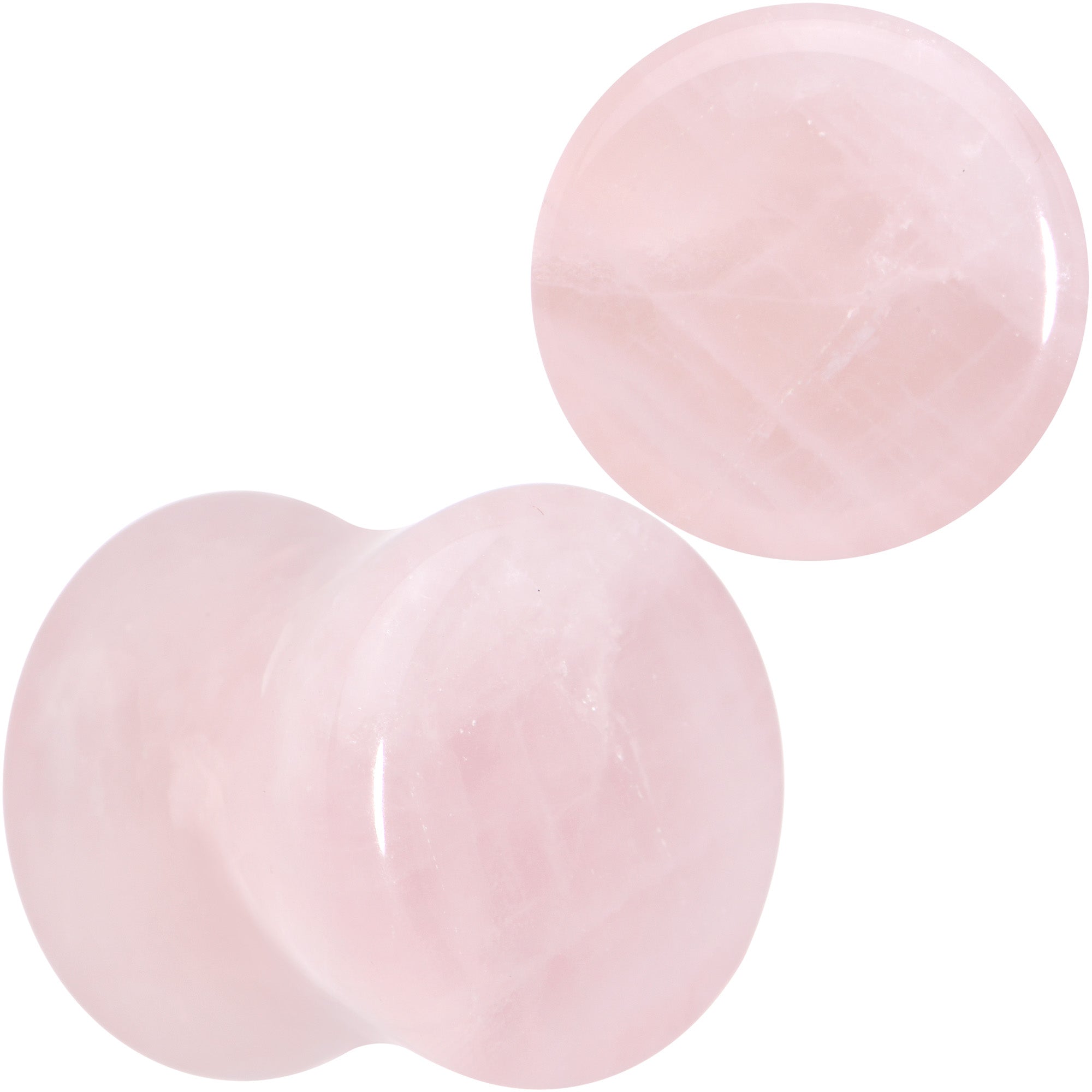 Pink Rose Quartz Round Double Flare Plug Set