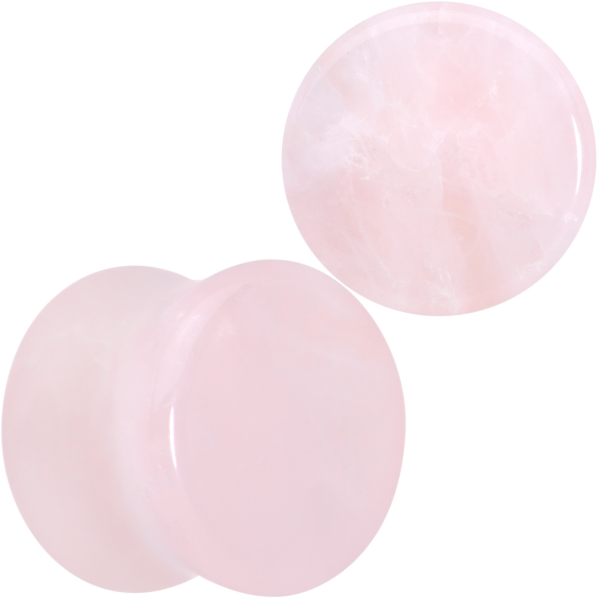 Pink Rose Quartz Round Double Flare Plug Set