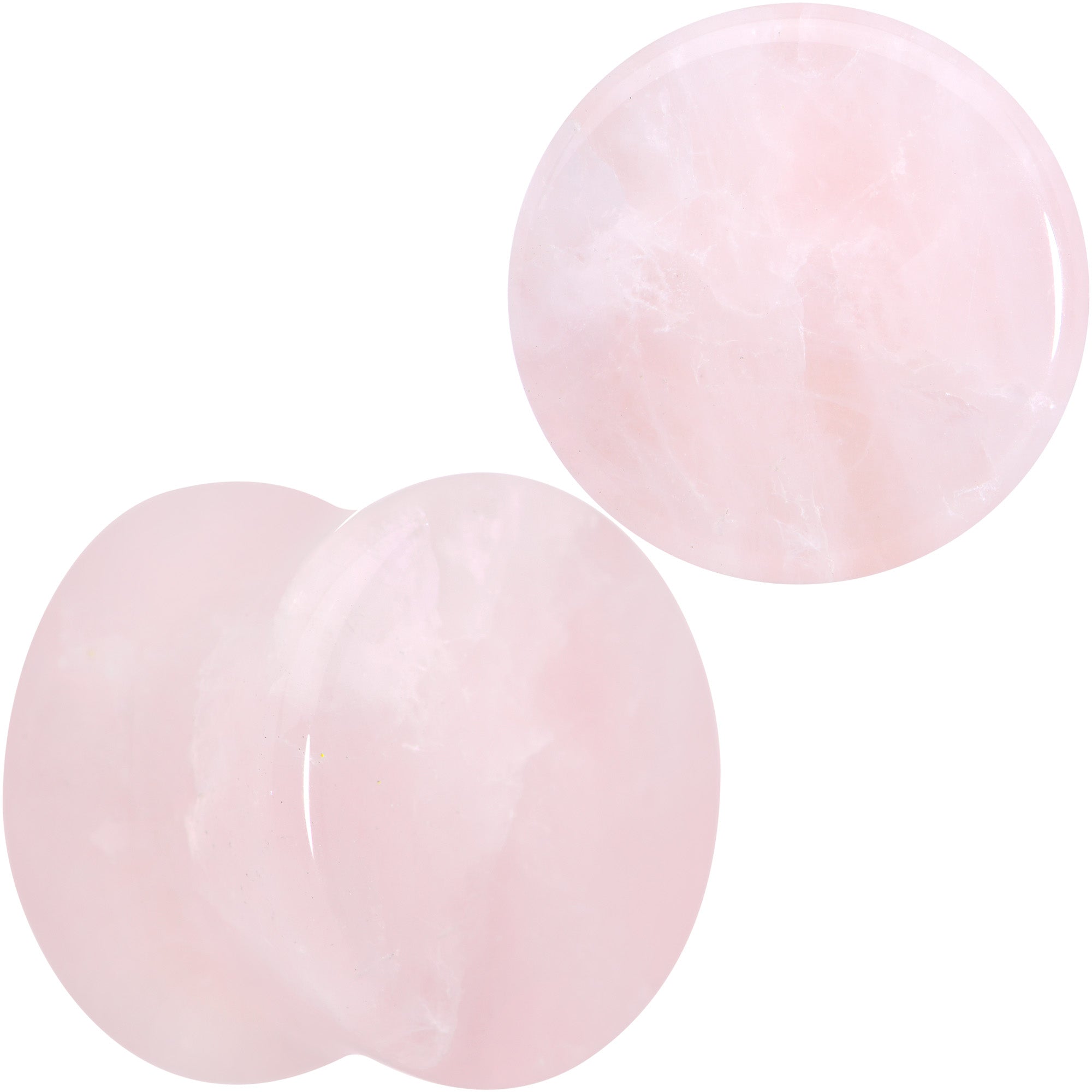 Pink Rose Quartz Round Double Flare Plug Set