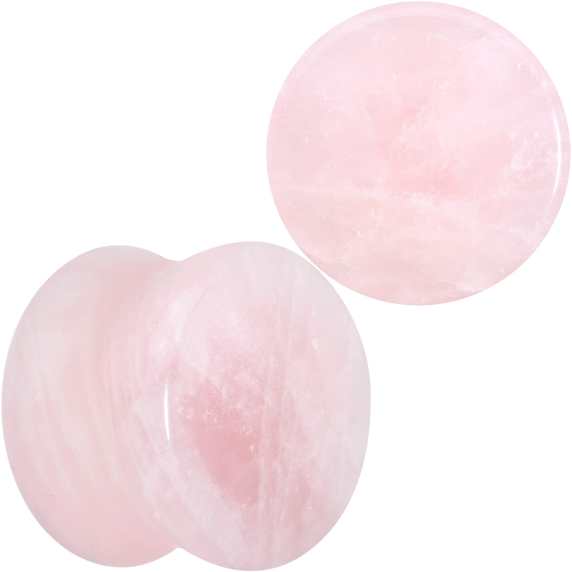 Pink Rose Quartz Round Double Flare Plug Set