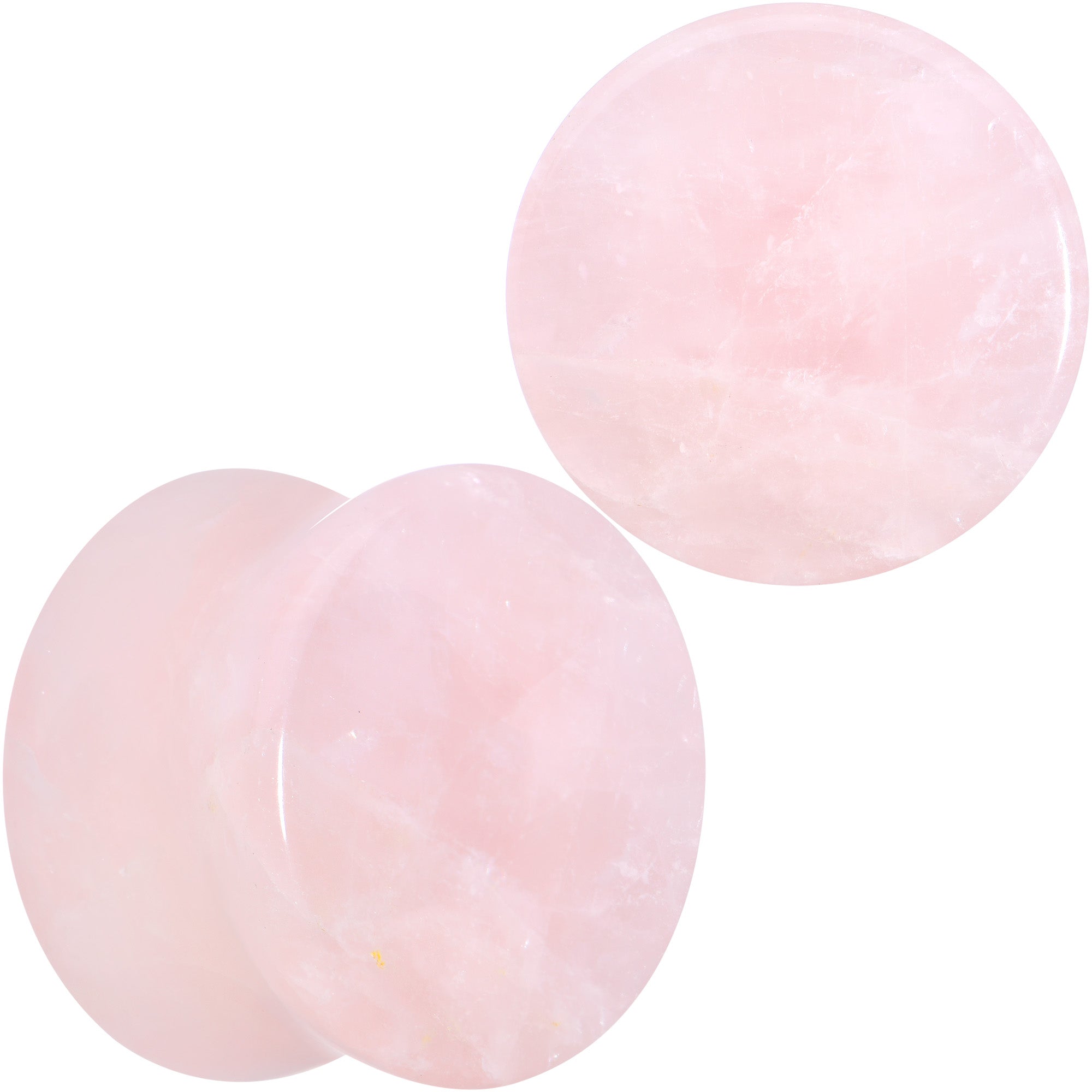 Pink Rose Quartz Round Double Flare Plug Set