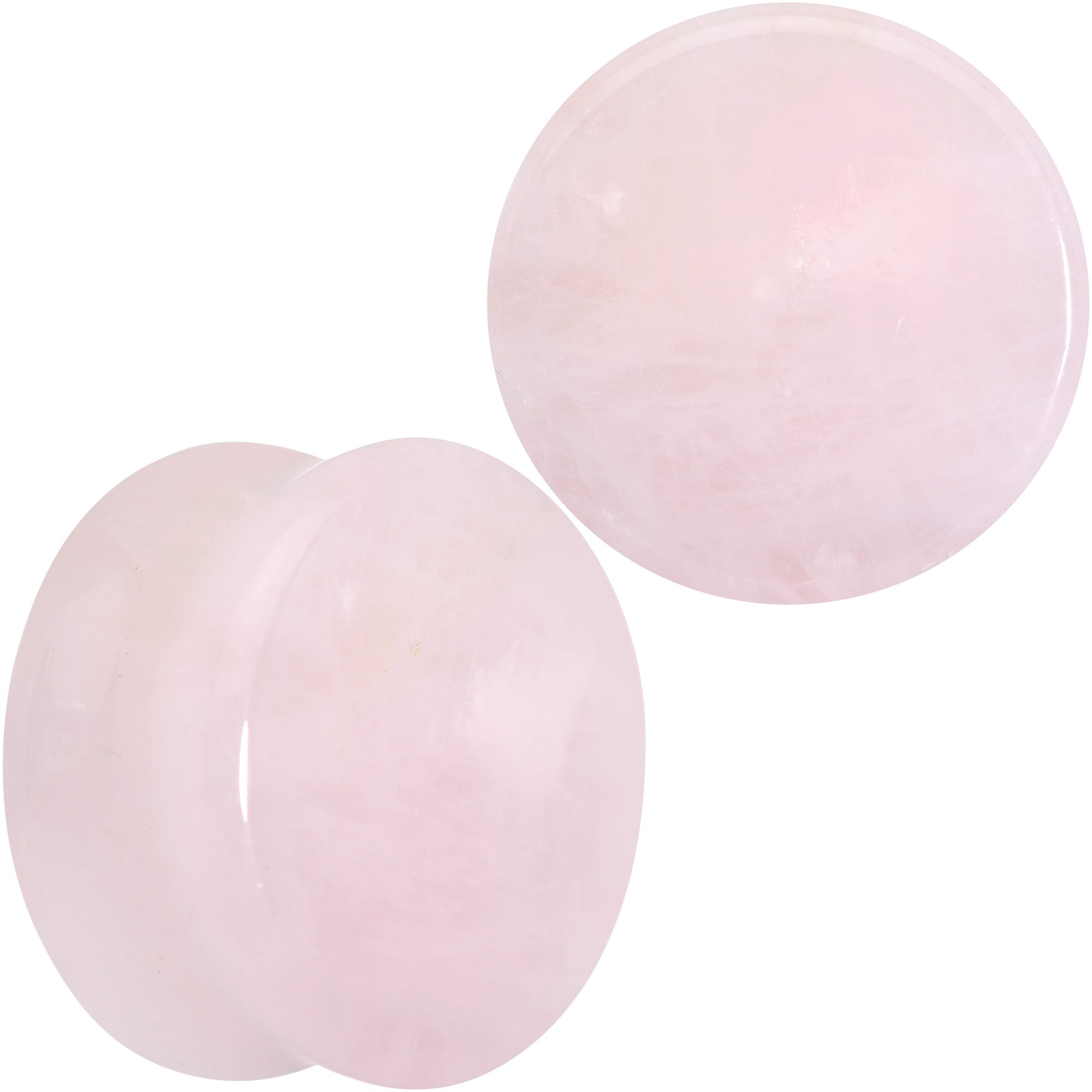 Pink Rose Quartz Round Double Flare Plug Set