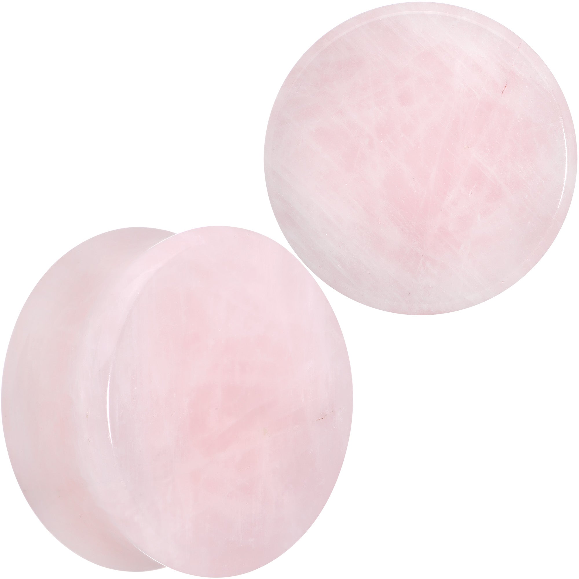 Pink Rose Quartz Round Double Flare Plug Set