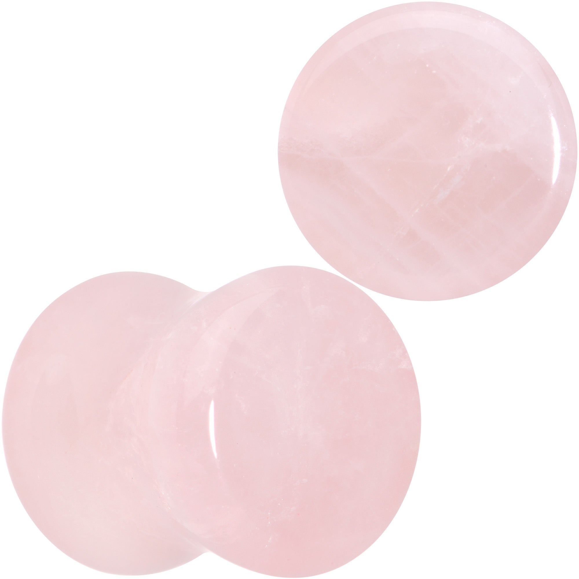 Pink Rose Quartz Round Double Flare Plug Set