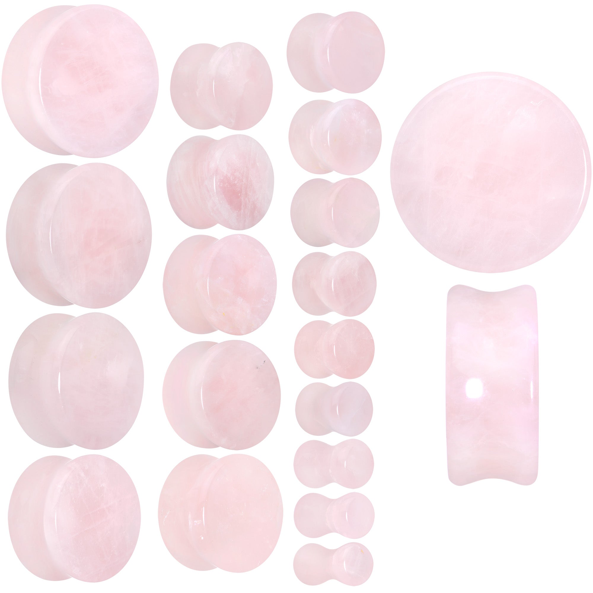 Pink Rose Quartz Round Double Flare Plug Set