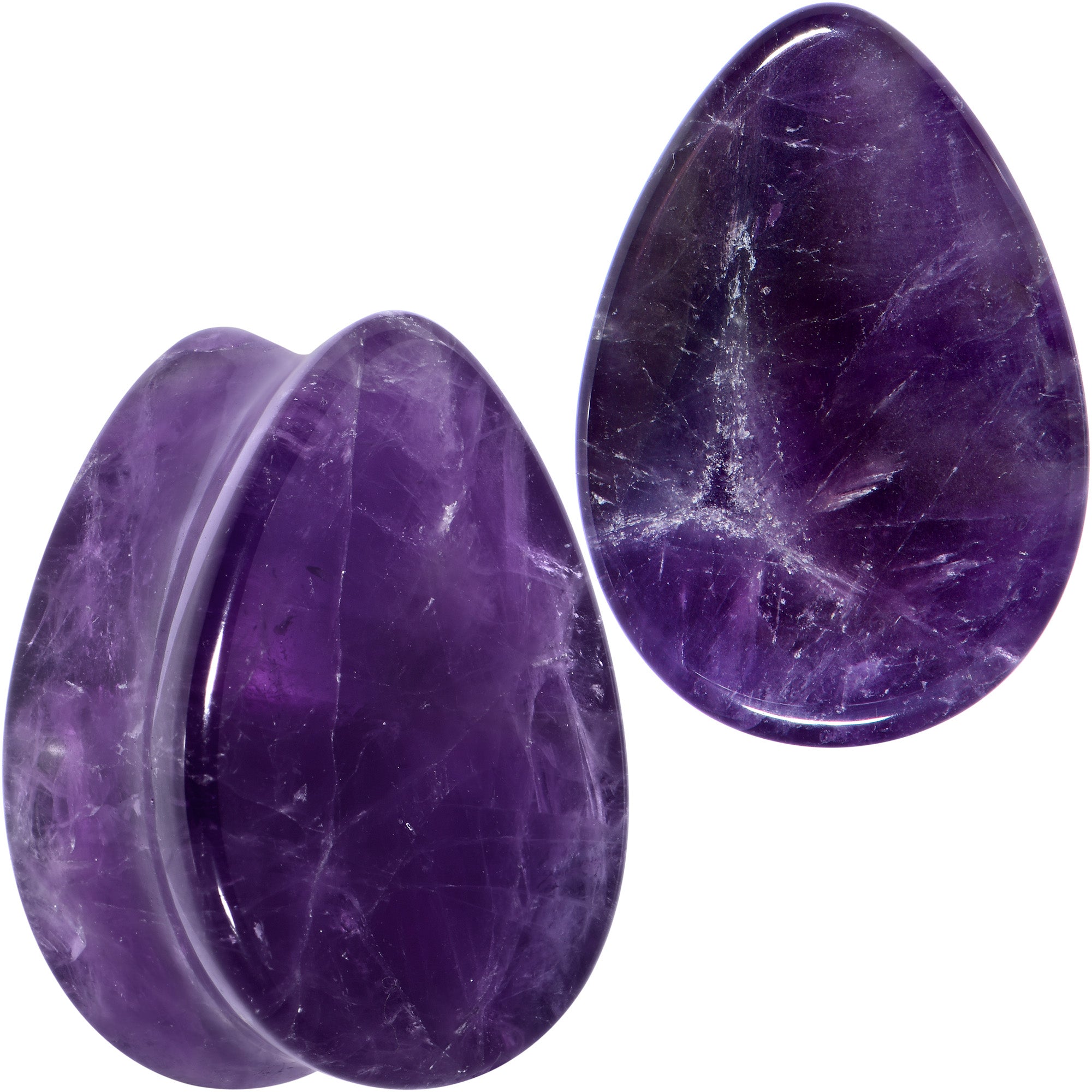 Purple Amethyst Stone Drop Saddle Plug Set