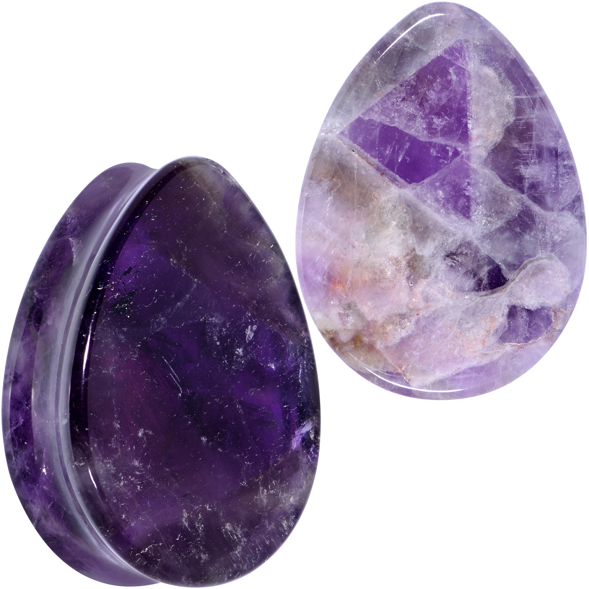 Purple Amethyst Stone Drop Saddle Plug Set