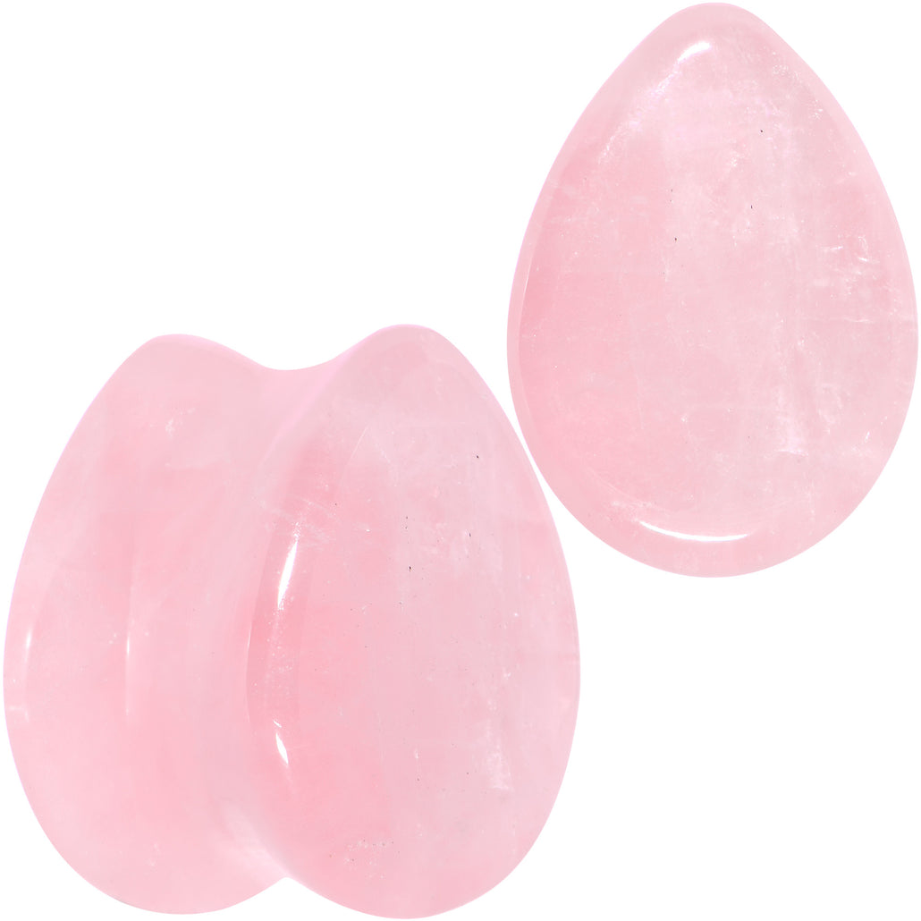 Pink Rose Quartz Drop Saddle Plug Set