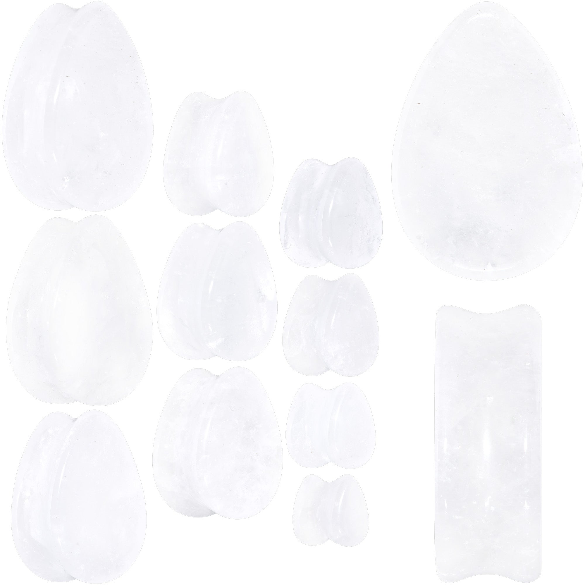 White Cloudy Quartz Drop Saddle Plug Set