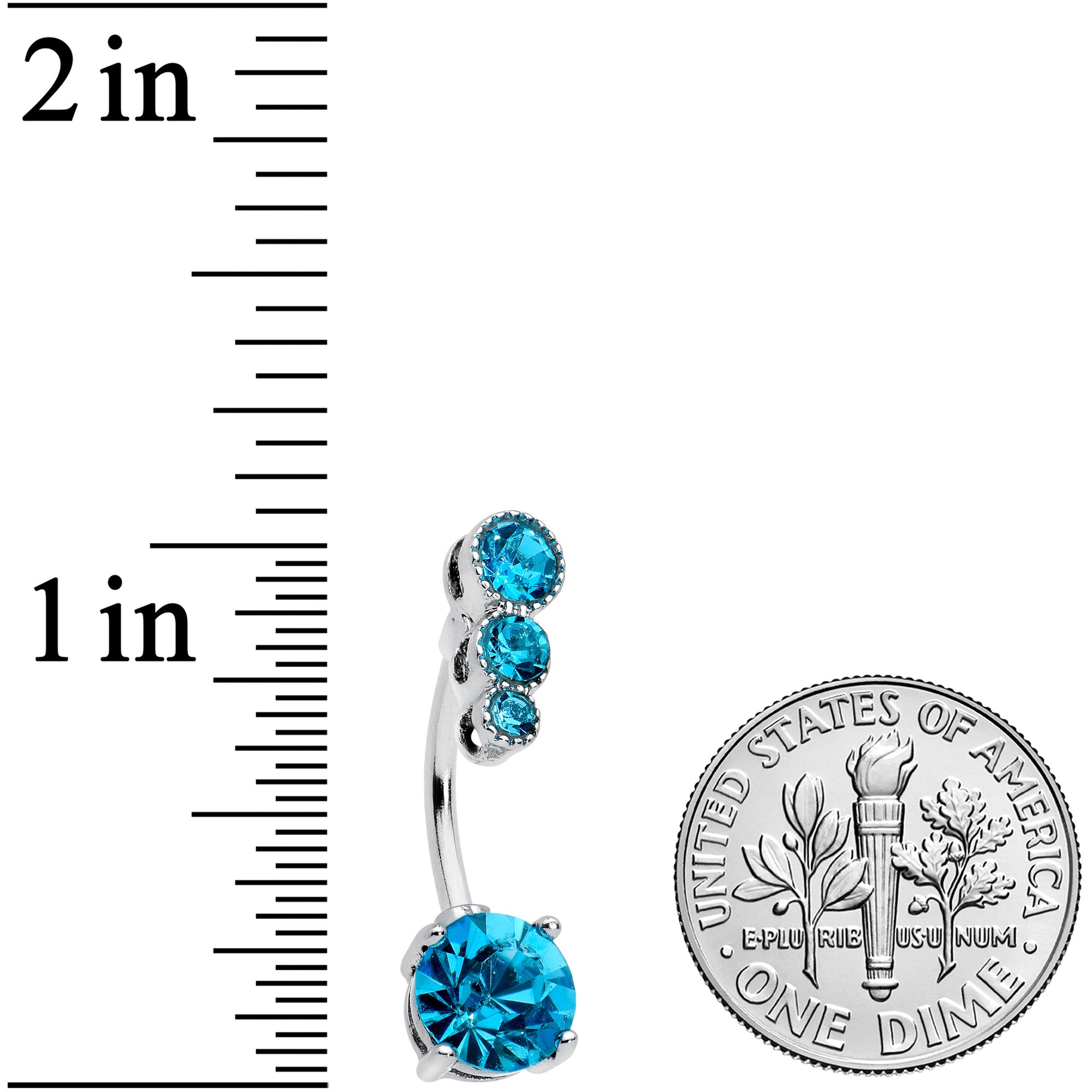 Blue CZ Triple Drop Round Belly Ring