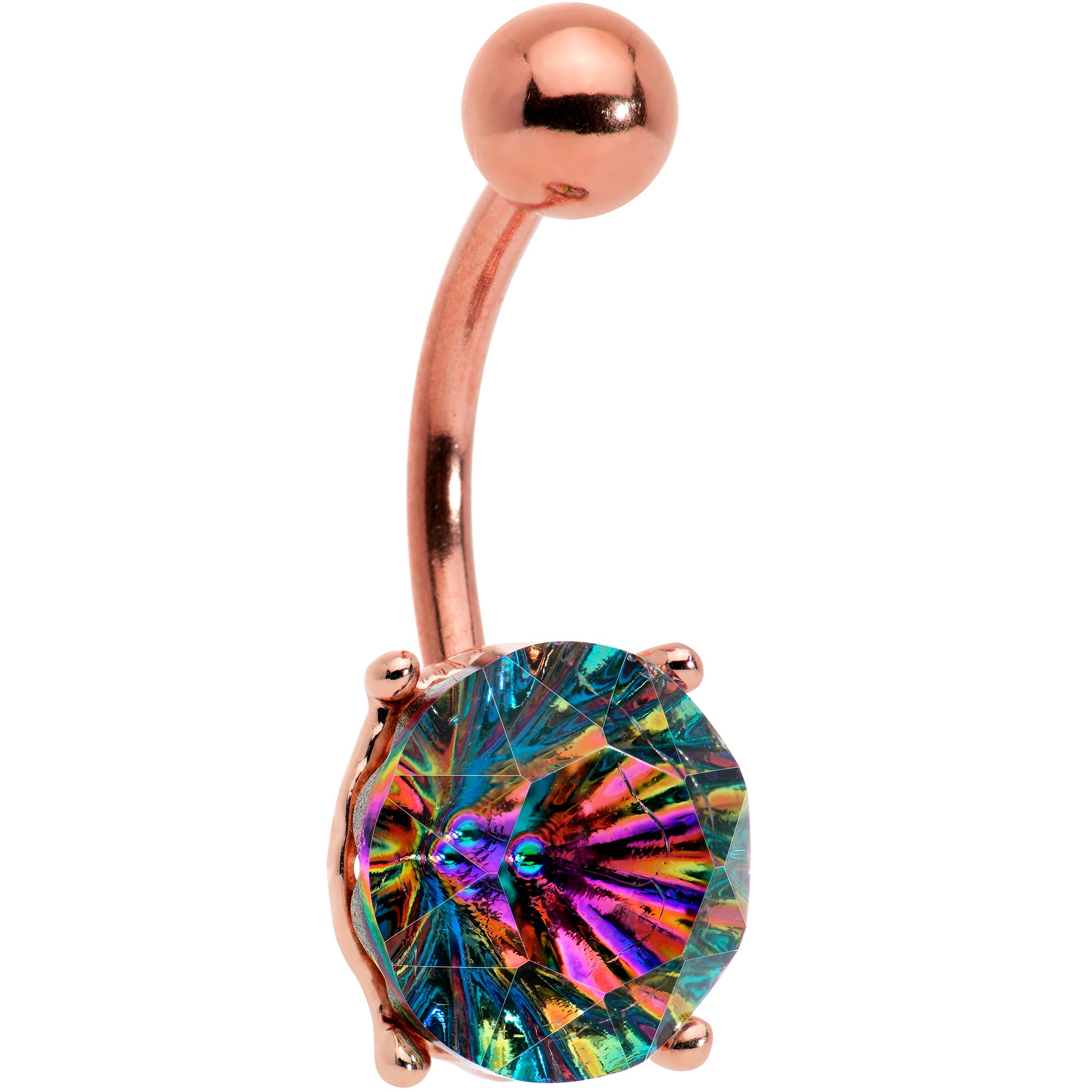 Vitrail Gem Rose Gold Tone Simply Elegant Style Belly Ring