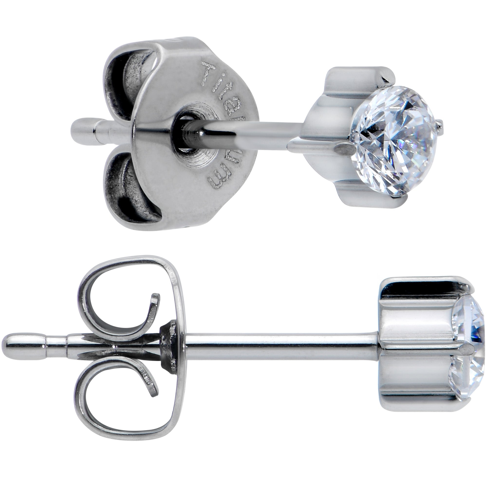 20 Gauge Clear CZ Gem 3mm G23 Titanium Post Stud Earrings