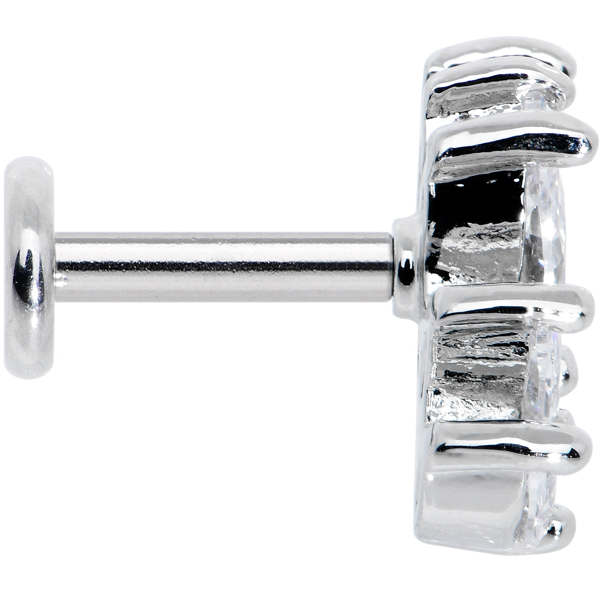 16 Gauge 1/4 Clear CZ Gem Fan Internally Threaded Labret Monroe Tragus