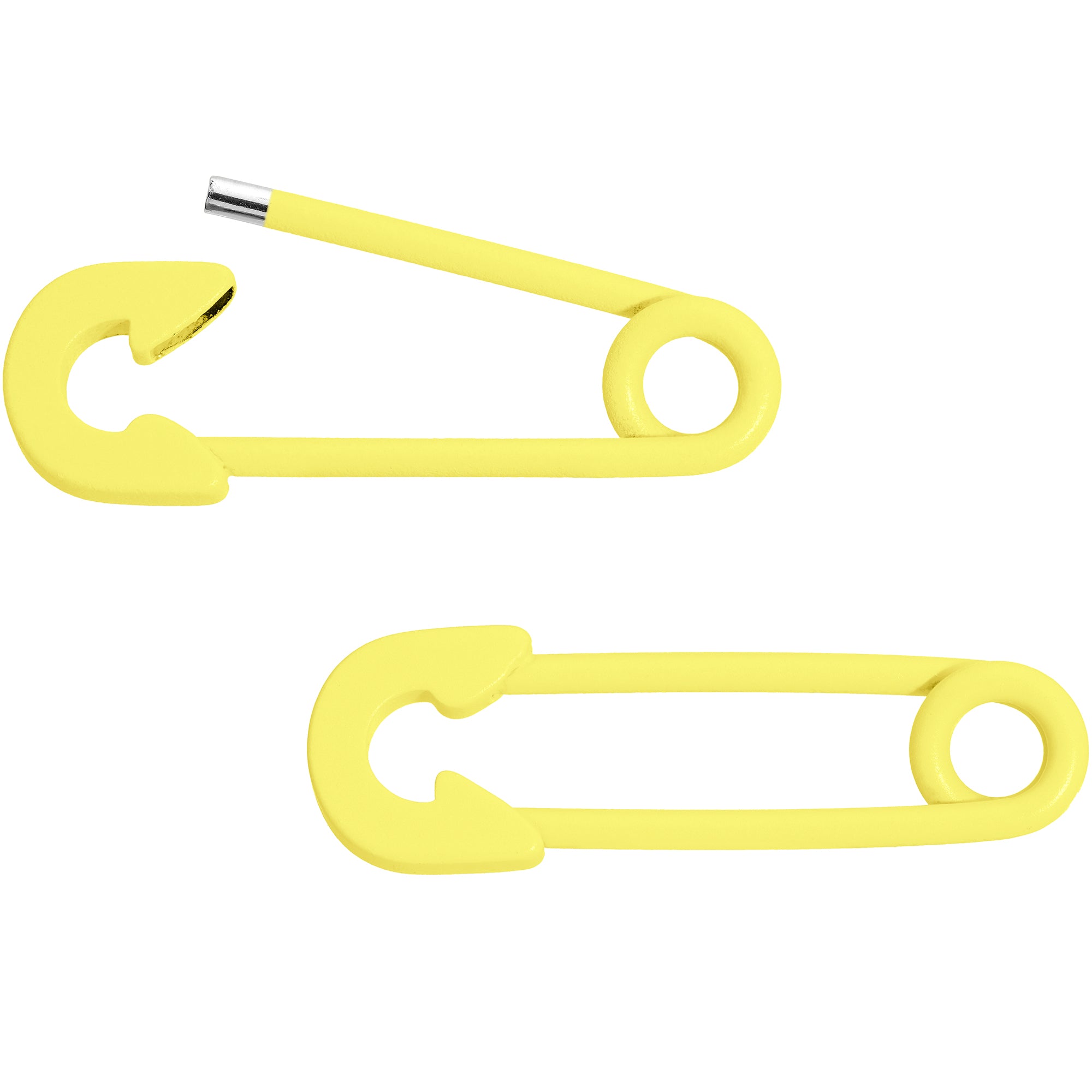 14 Gauge 3/4 Yellow Matte Punk Safety Pin Barbell Nipple Ring Set