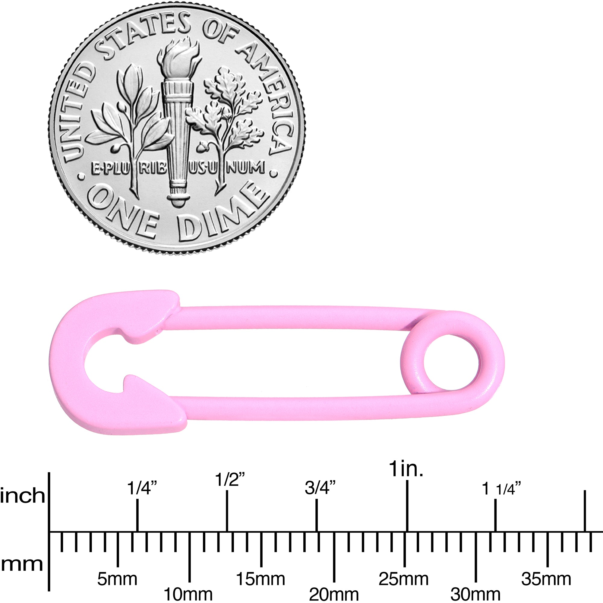 14 Gauge 3/4 Pink Matte Punk Rock Safety Pin Barbell Nipple Ring Set