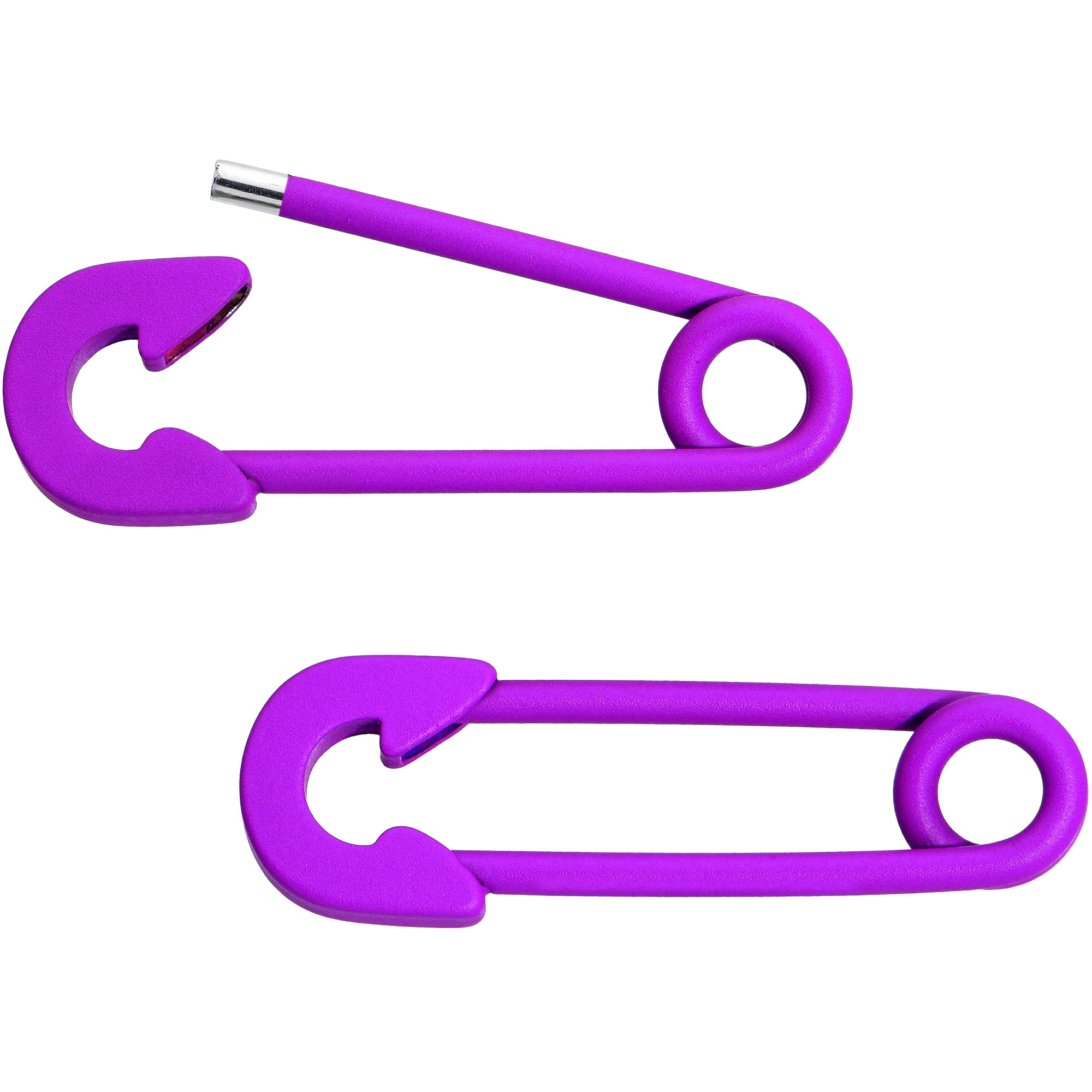 14 Gauge 3/4 Purple Matte Punk Safety Pin Barbell Nipple Ring Set