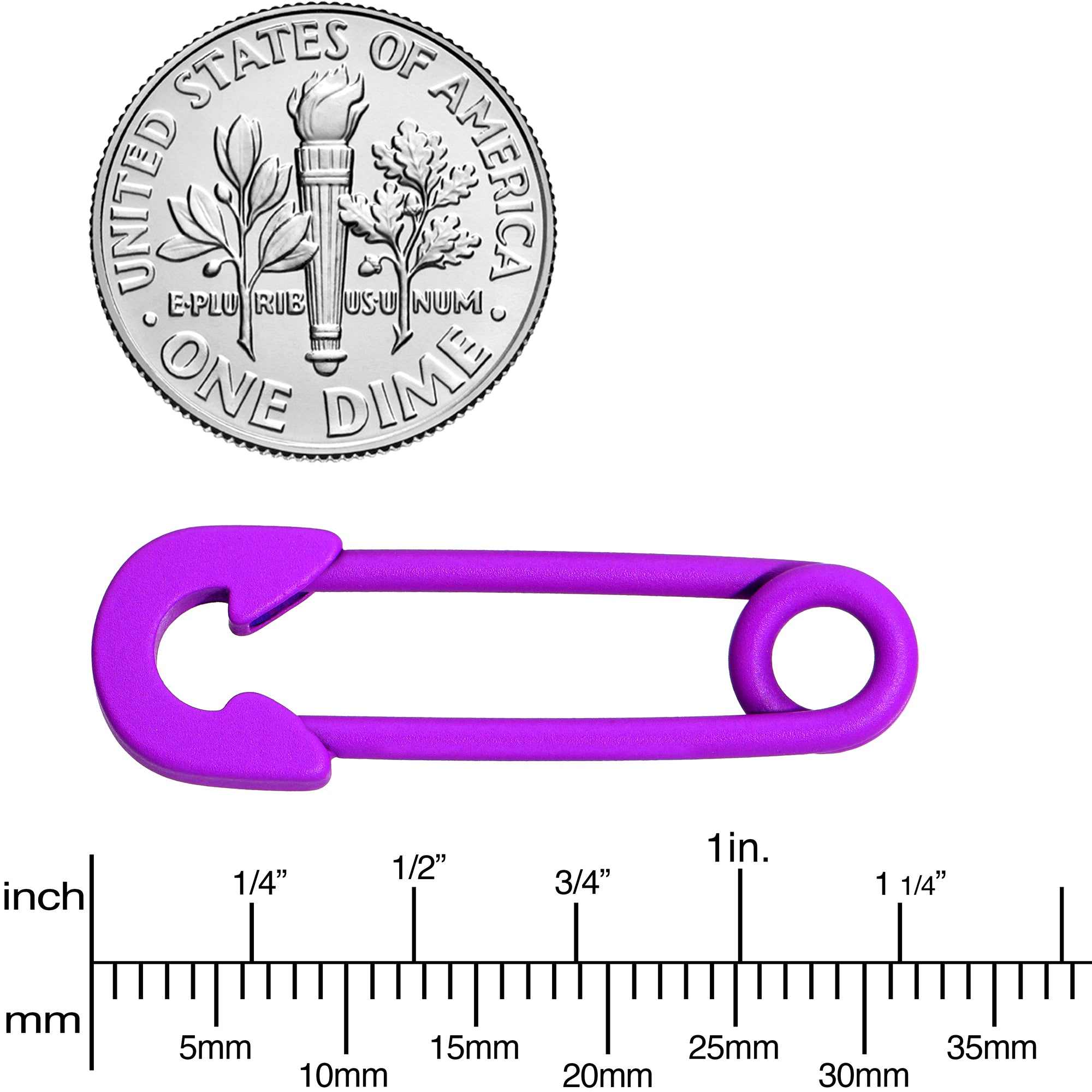 14 Gauge 3/4 Purple Matte Punk Safety Pin Barbell Nipple Ring Set