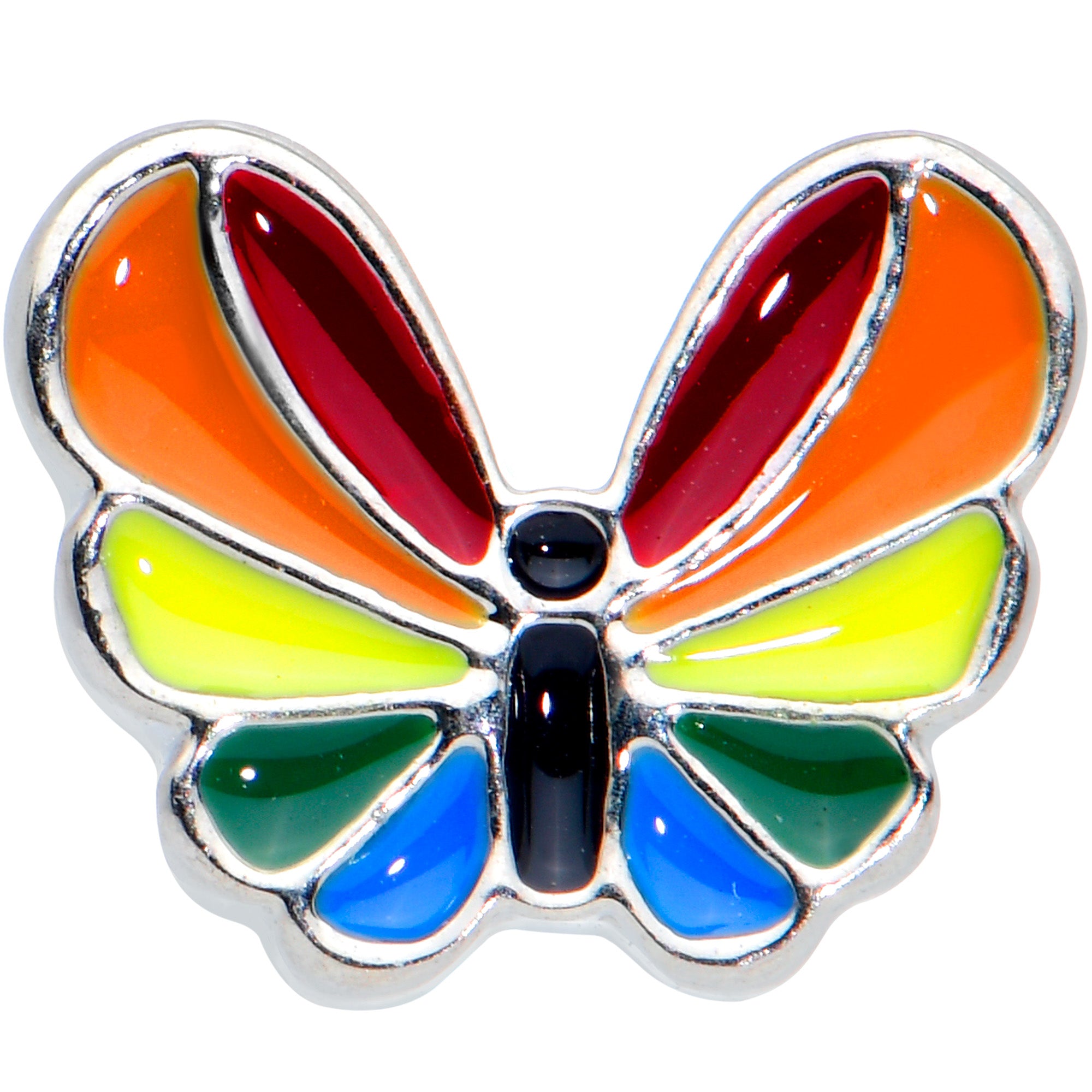 16 Gauge 1/4 Pride Rainbow Stripes Butterfly Cartilage Tragus Earring