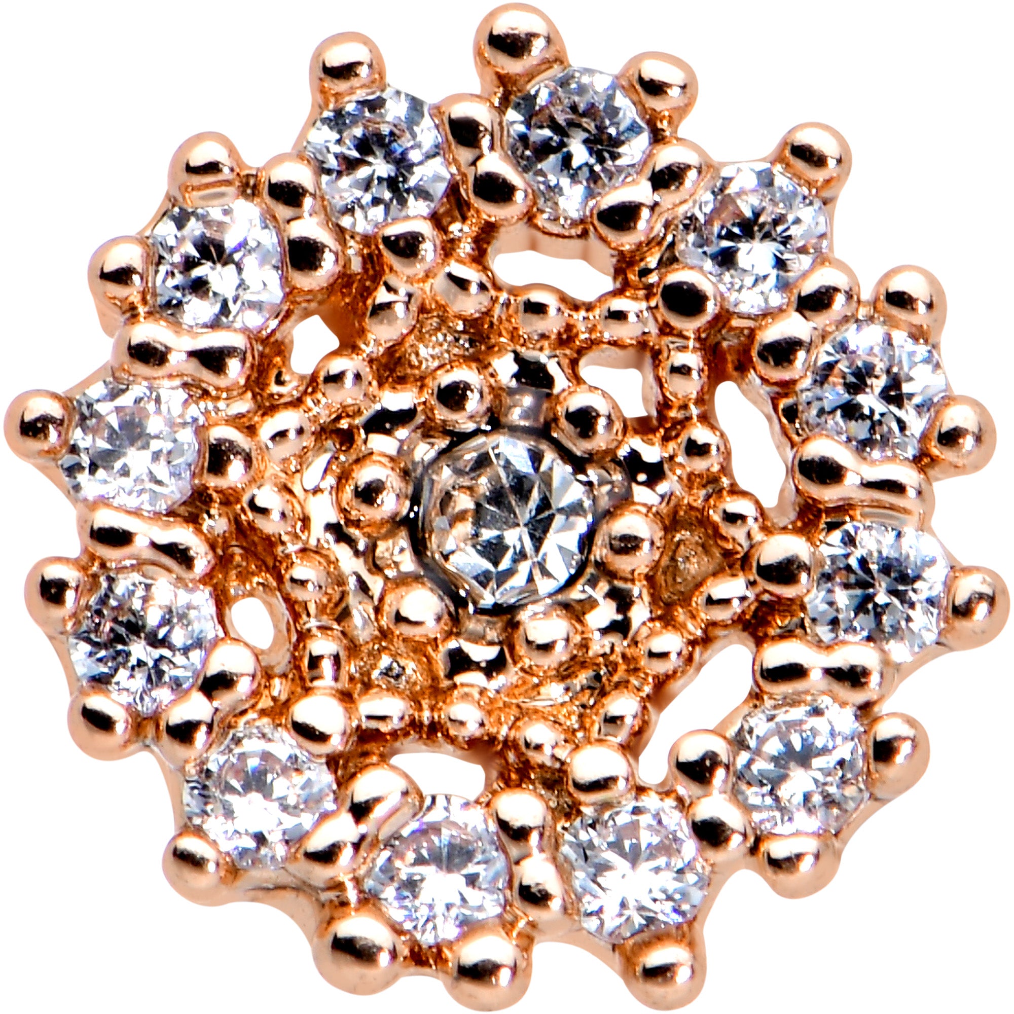 20 Gauge 1/4 Clear CZ Gem Rose Gold Tone Geometric Web Nose Bone