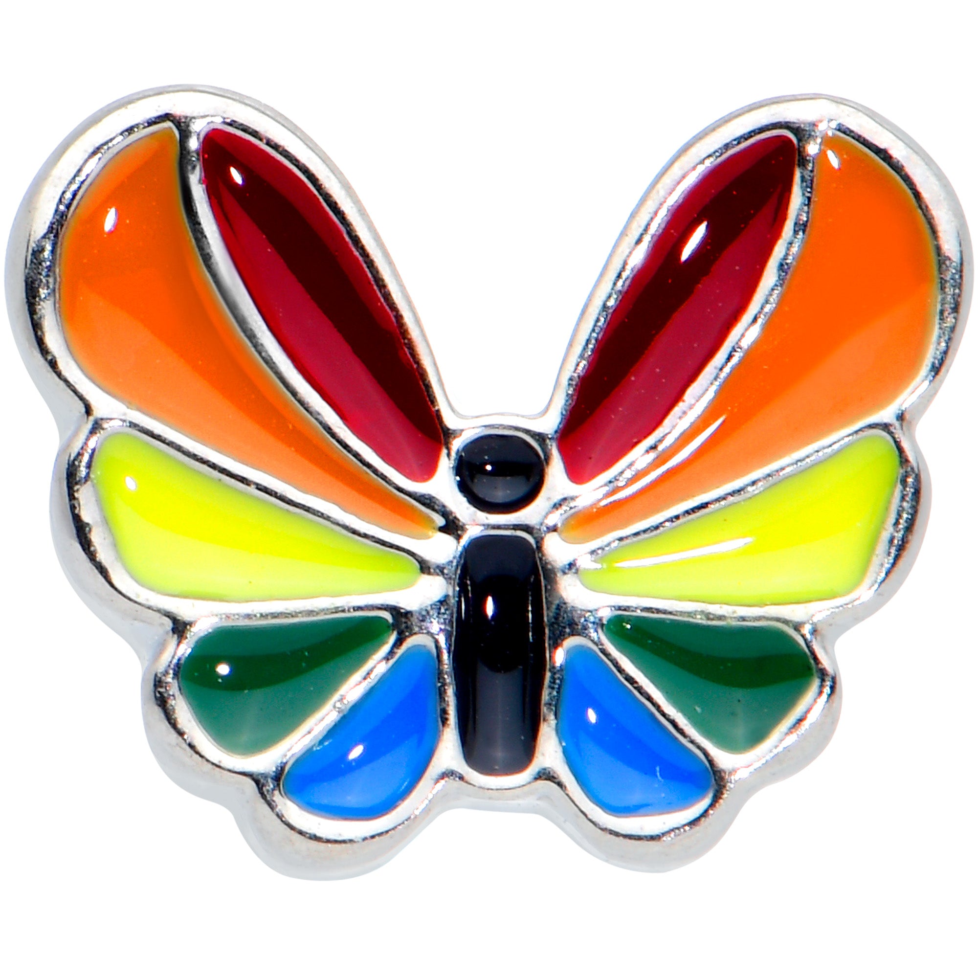 20 Gauge 1/4 Pride Rainbow Stripes Butterfly Nose Bone