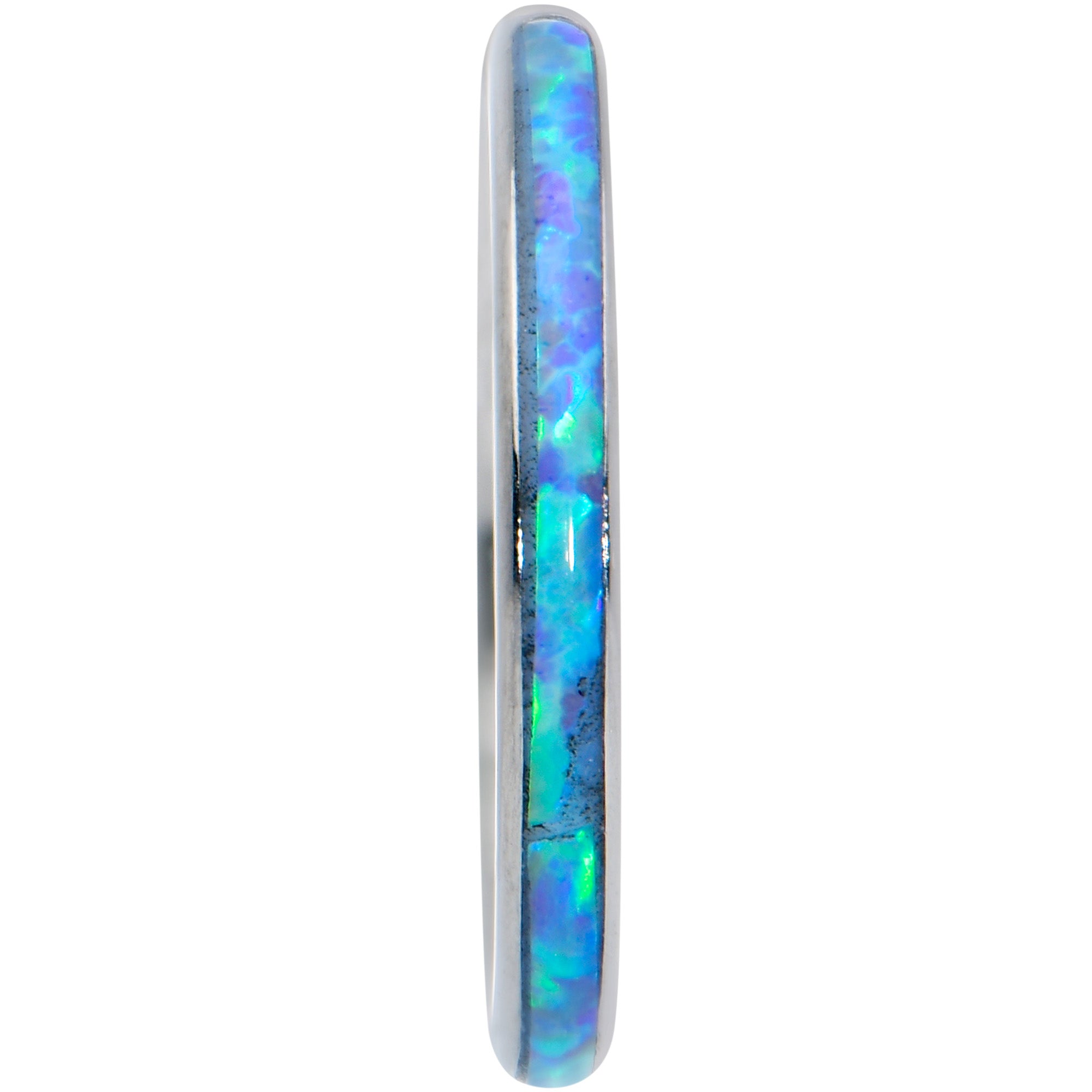 16 Gauge 5/16 Blue Synthetic Opal Forward Facing Hinged Segment Ring