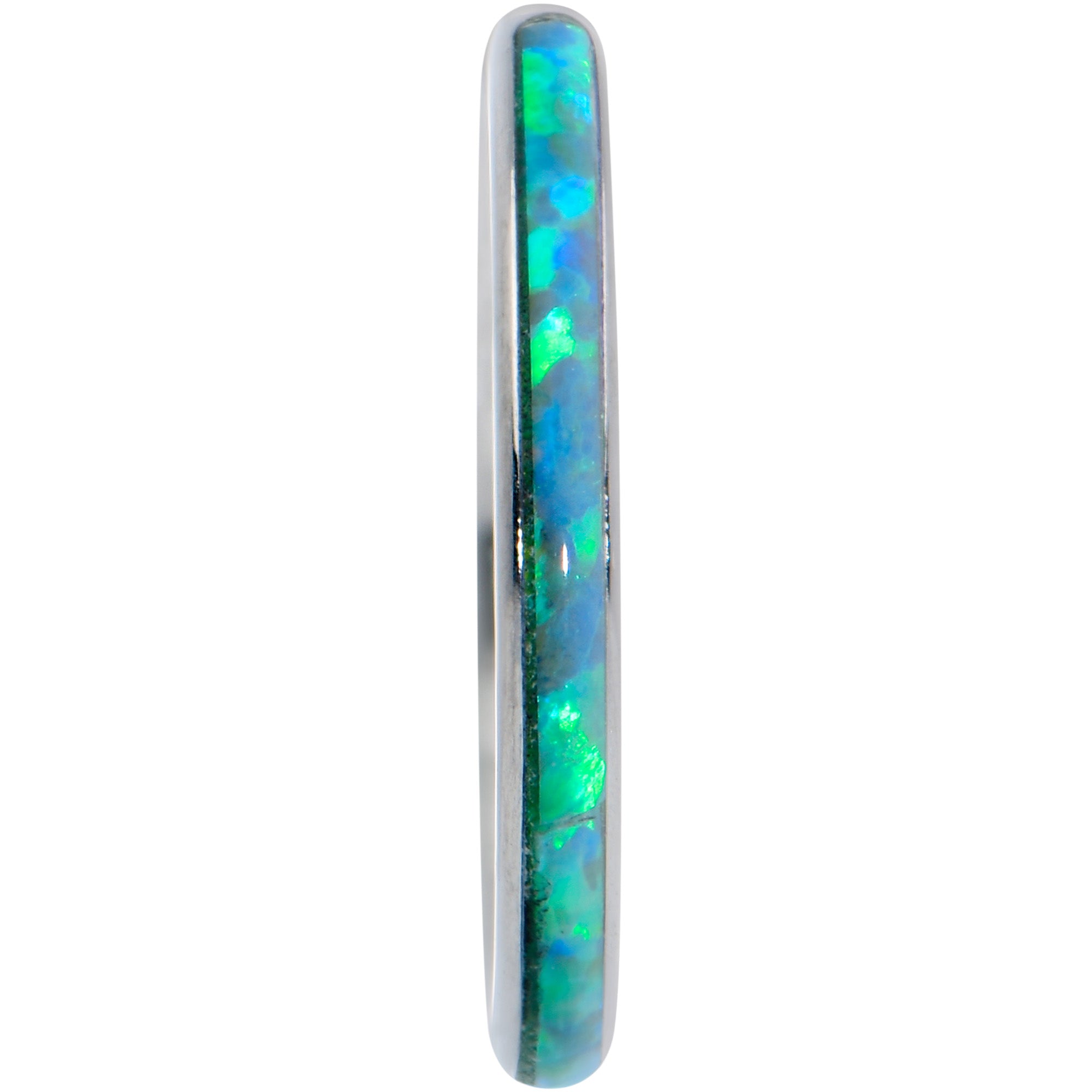 16 Gauge 5/16 Green Synthetic Opal Forward Facing Hinged Segment Ring