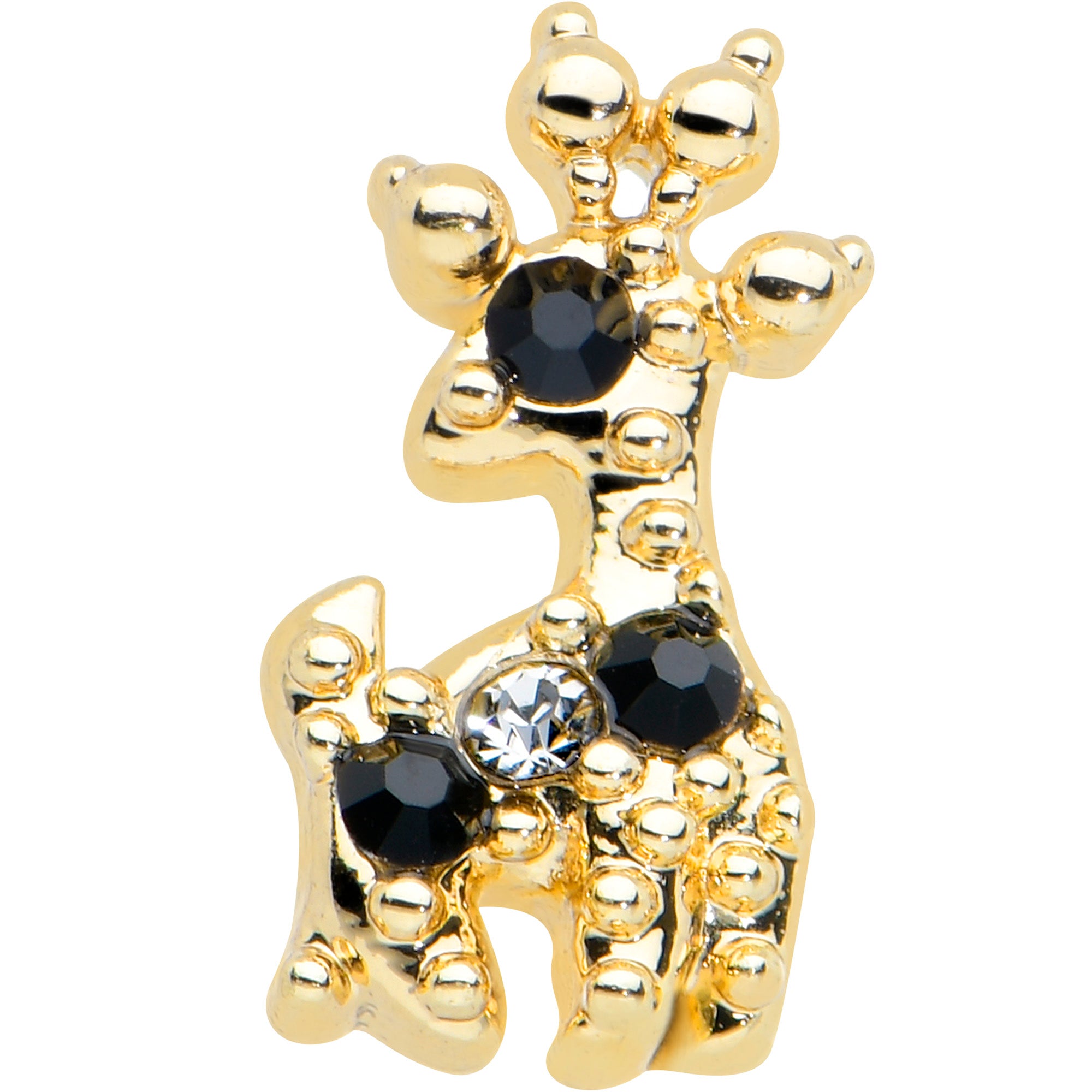 20 Gauge 1/4 Black Gem Gold Tone Decadent Deer Nose Bone