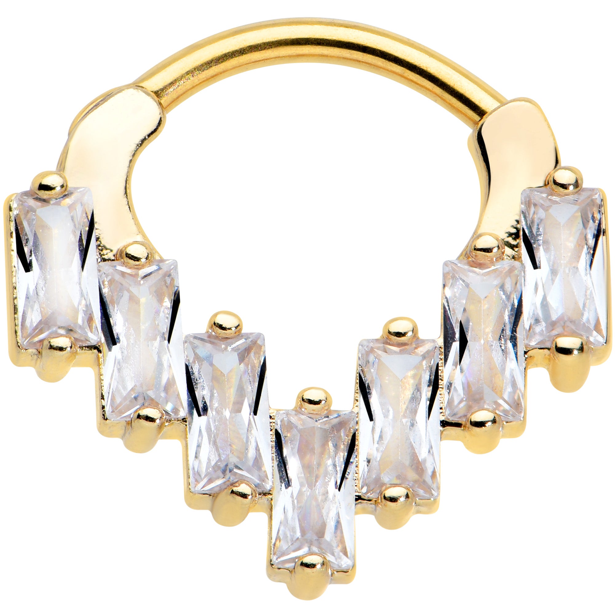 16 Gauge 5/16 Clear CZ Gem Gold Tone Chandelier Cartilage Clicker