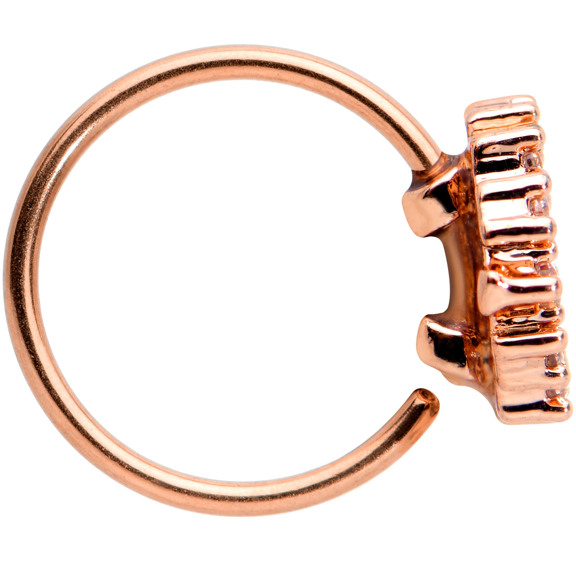 20 Gauge 5/16 Clear CZ Gem Rose Gold Tone Geometric Web Nose Hoop