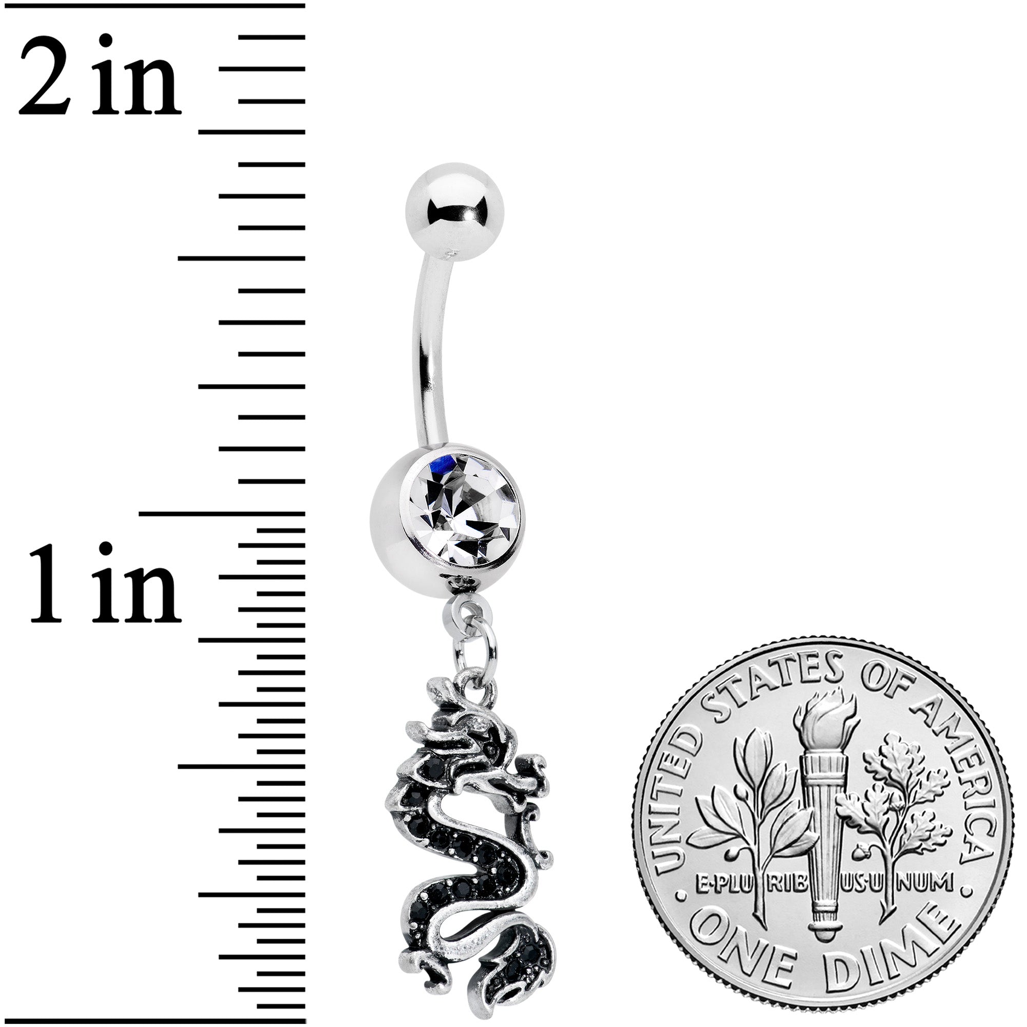 Clear Gem Regal Medieval Dragon Dangle Belly Ring